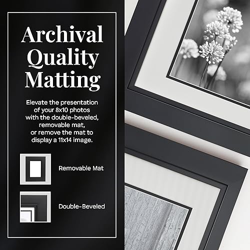 Miniatura 3 de Old Town Portarretratos de diseño, marco de fotos de 11 x 14 pulgadas, paquete de 2 con parte trasera de terciopelo de lujo y tapete extraíble de 8