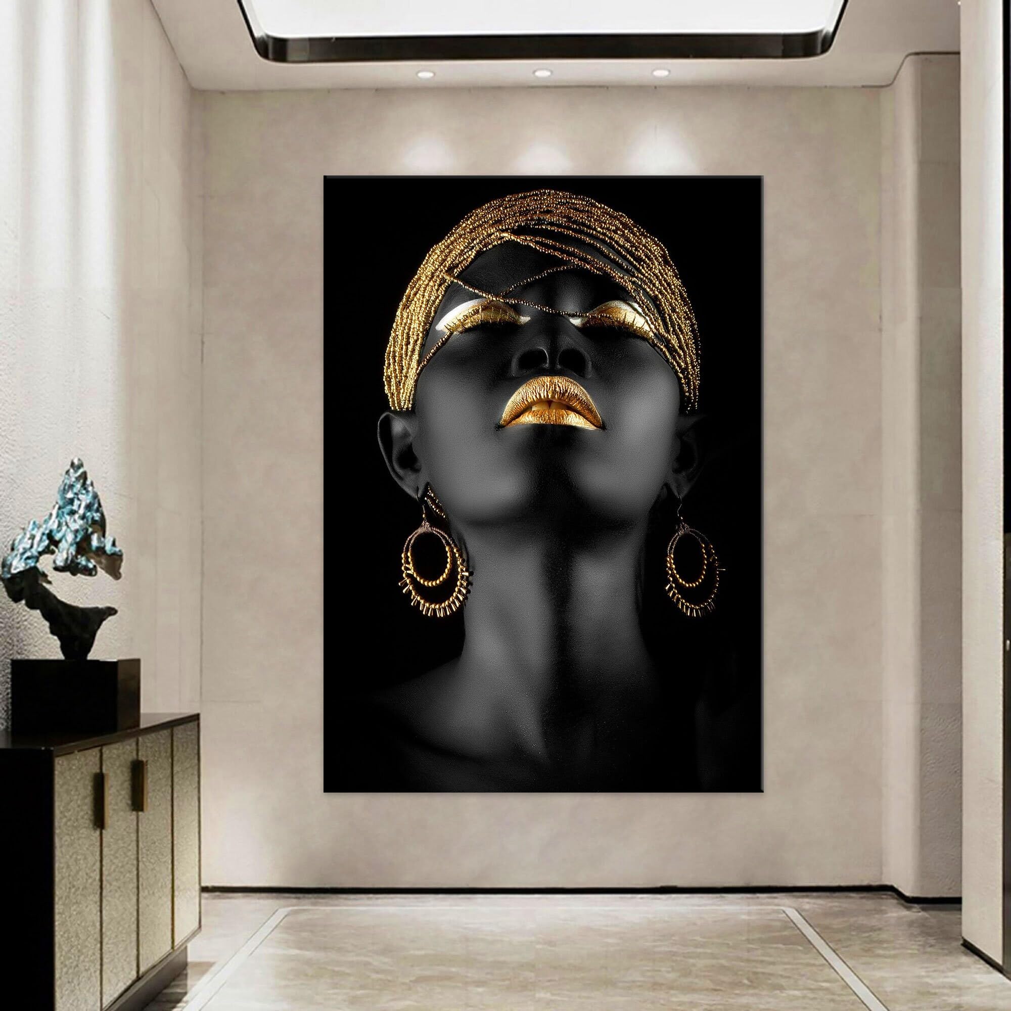 Impression d'art mural tendance visage africain doré - 8