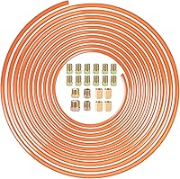 Vista 9 de Línea de freno de 3/16 pulgadas, tubo fácil de doblar, línea de freno con revestimiento de cobre 3/16 de 25 pies + 16 accesorios de línea de freno