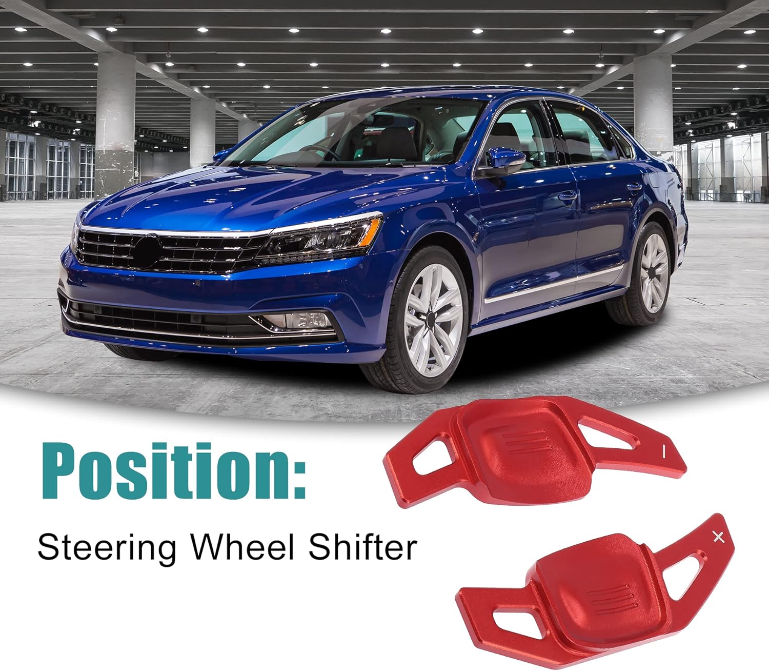 ACROPIX Shift Cover Steering Wheel Paddle Shifter Extension Fit for VW Passat - Pack of 2 Red