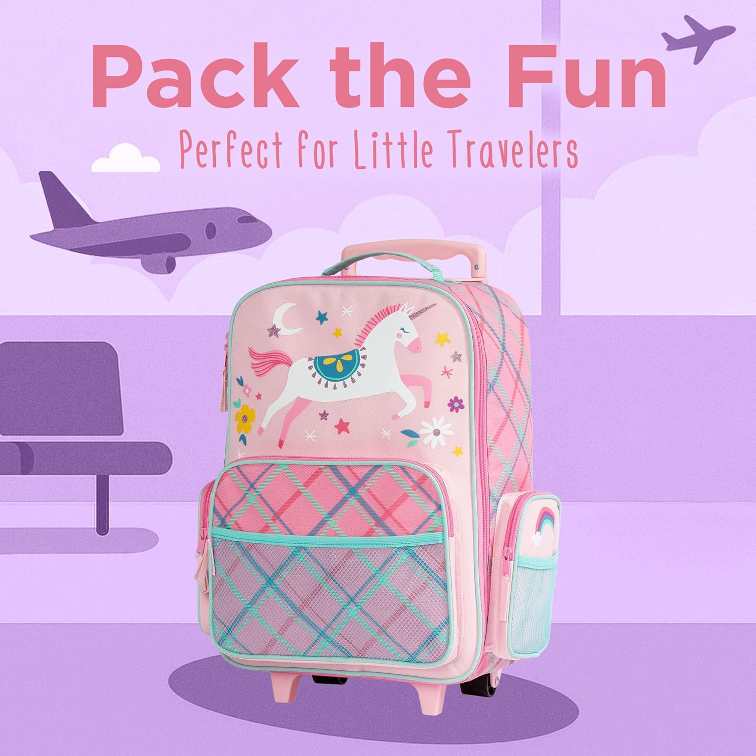 Stephen Joseph Kids Classic Rolling Luggage, Kids Luggage, Toddler Rolling Travel Carry On, Kids Suitcase with wheels, - Image 8