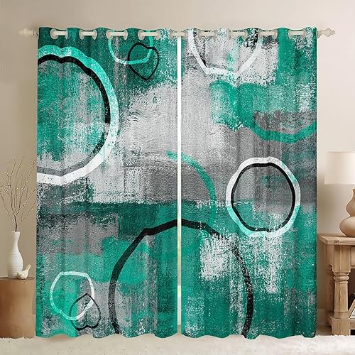 Miniatura 21 de Cortina de ventana retro a rayas verdes y marrones, cortinas onduladas abstractas 3D para niños, niñas, mujeres y adultos, decoración de habitación