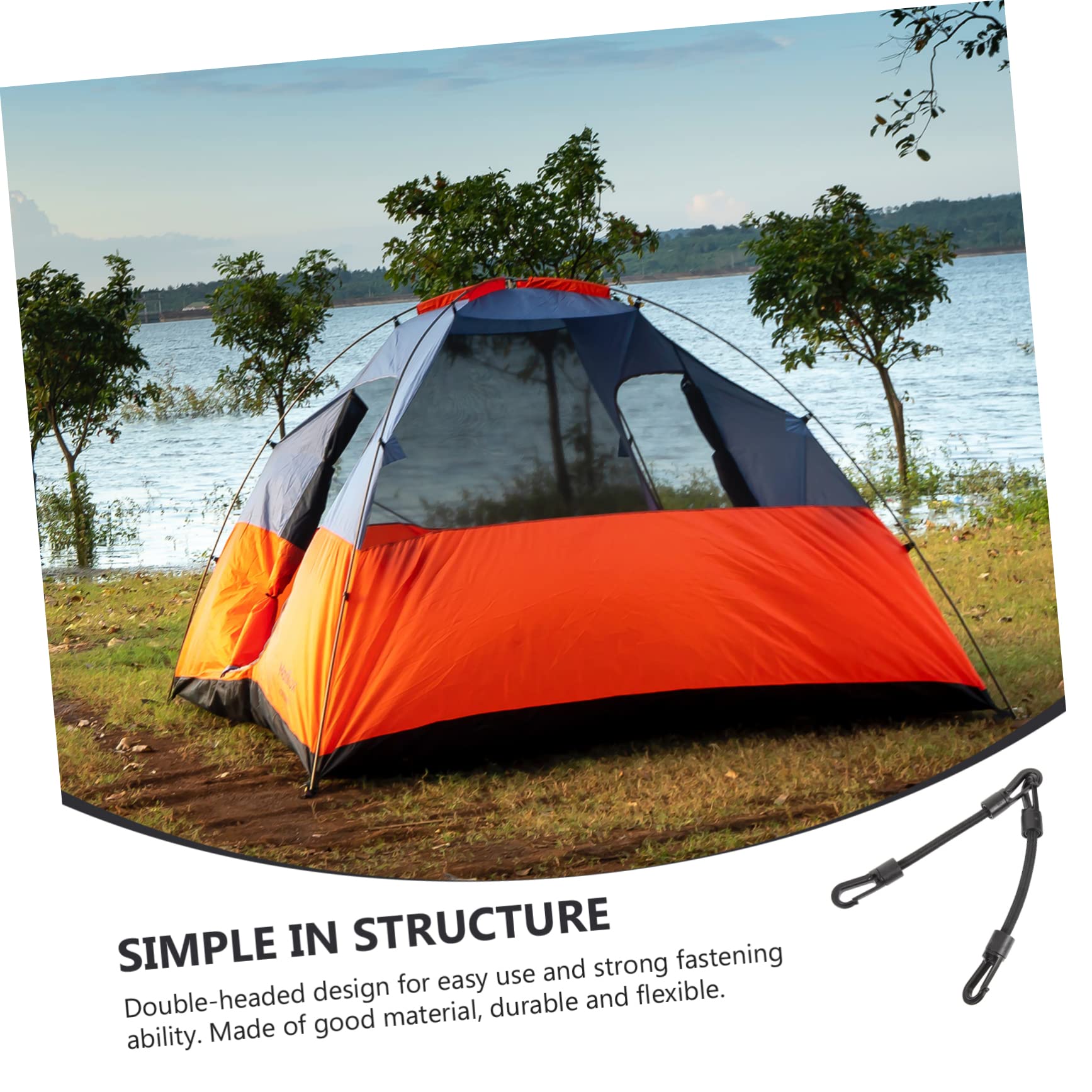 BESPORTBLE 20 Pcs Elastic String Hook Portable Hook Strap Outdoor Camping Hook Rope Kayak Hook Strap Bungee Rope Heavy Duty Hooks Portable Hook Rope Pom Double Head Camping Supplies