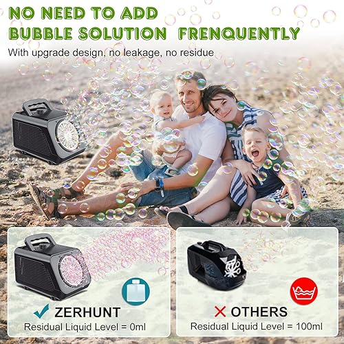 Miniatura 3 de Máquina de burbujas automática para niños Zerhunt 2023 - Máquina de burbujas mejorada para niños pequeños, sopla más de 15000 burbujas por minuto,