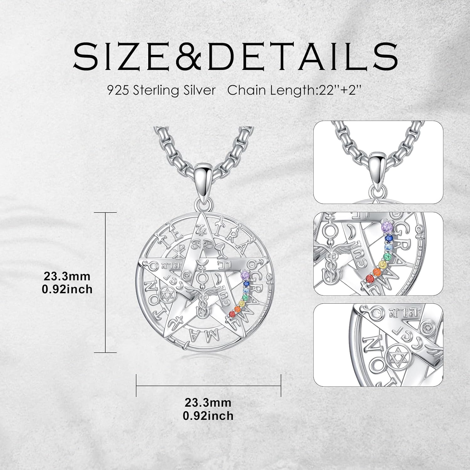 Tetragrammaton Amuleto De Plata 925 Sterling Silver Chakra Pentagram Necklace Tetragrammaton Protection Amulet Jewelry for Men Women - Image 7