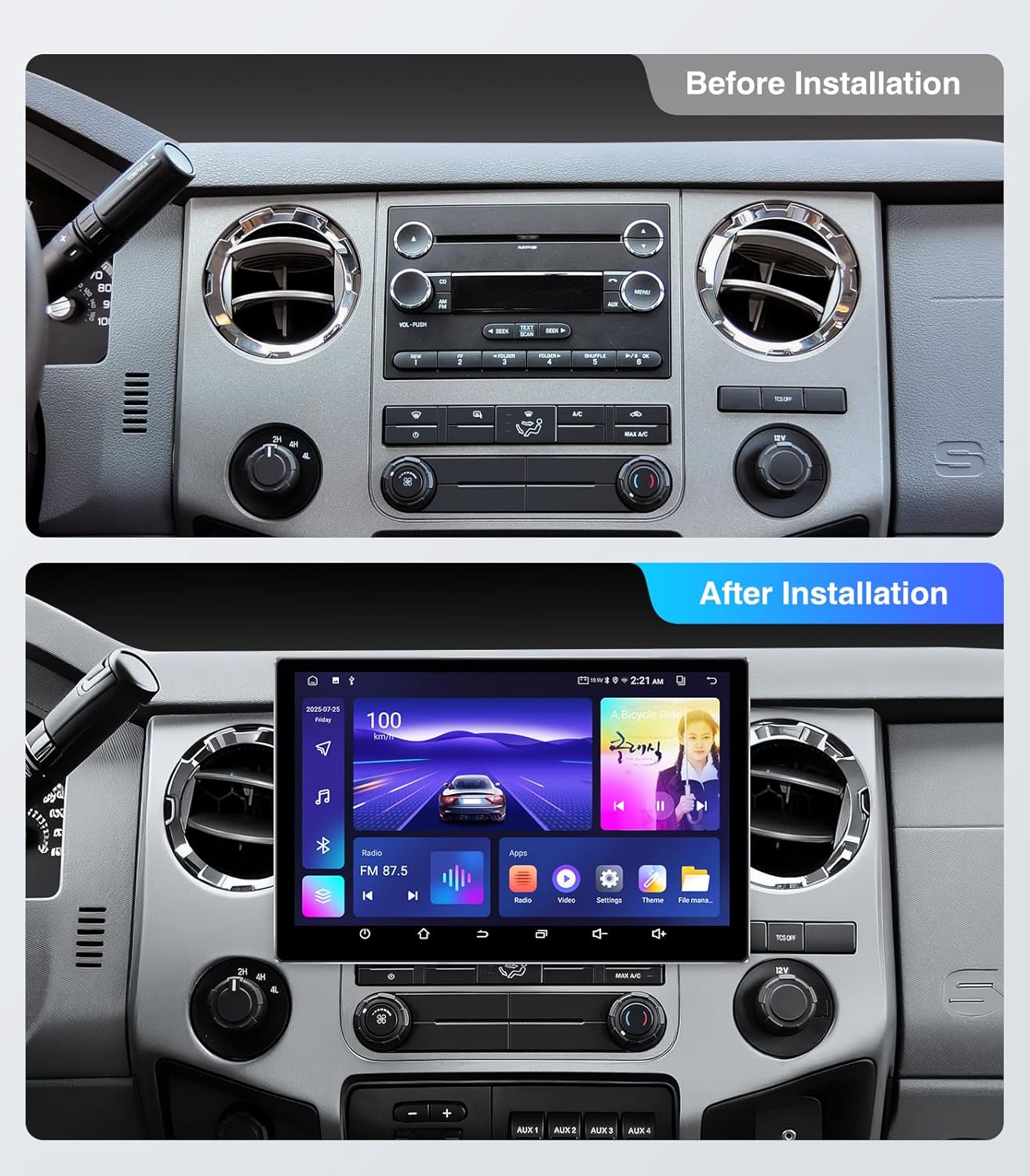 11.5inch 4G+64G Android Car Stereo Radio for Ford F150 (2004-2008) F250 F350 F450(2008-2016) Focus Fusion (2005-2007) with Wireless Carplay Android Auto GPS Bluetooth 5G WiFi SWC Touchscreen Camera