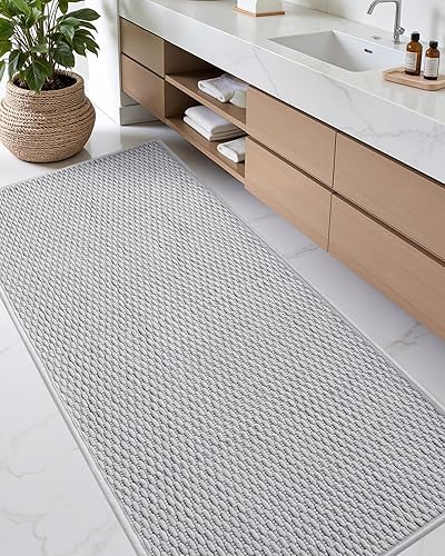 Miniatura 14 de Color&Geometry Alfombras de baño con parte trasera de goma, antideslizante, lavable a máquina, alfombra bohemia de felpilla suave y absorbente para
