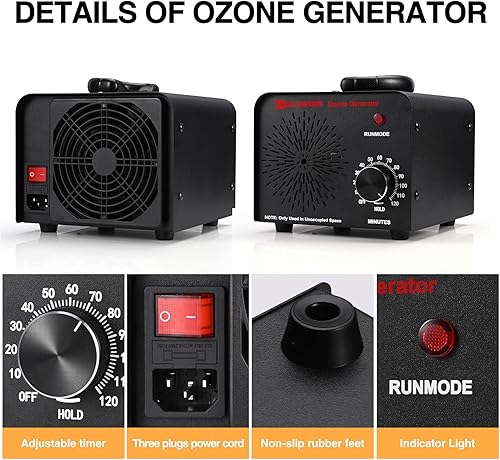 Miniatura 3 de Generador de ozono, ionizador de capacidad de 15000 mgh, máquina profesional de ozono de aire O3 para olores, para el hogar, cocina, automóviles,
