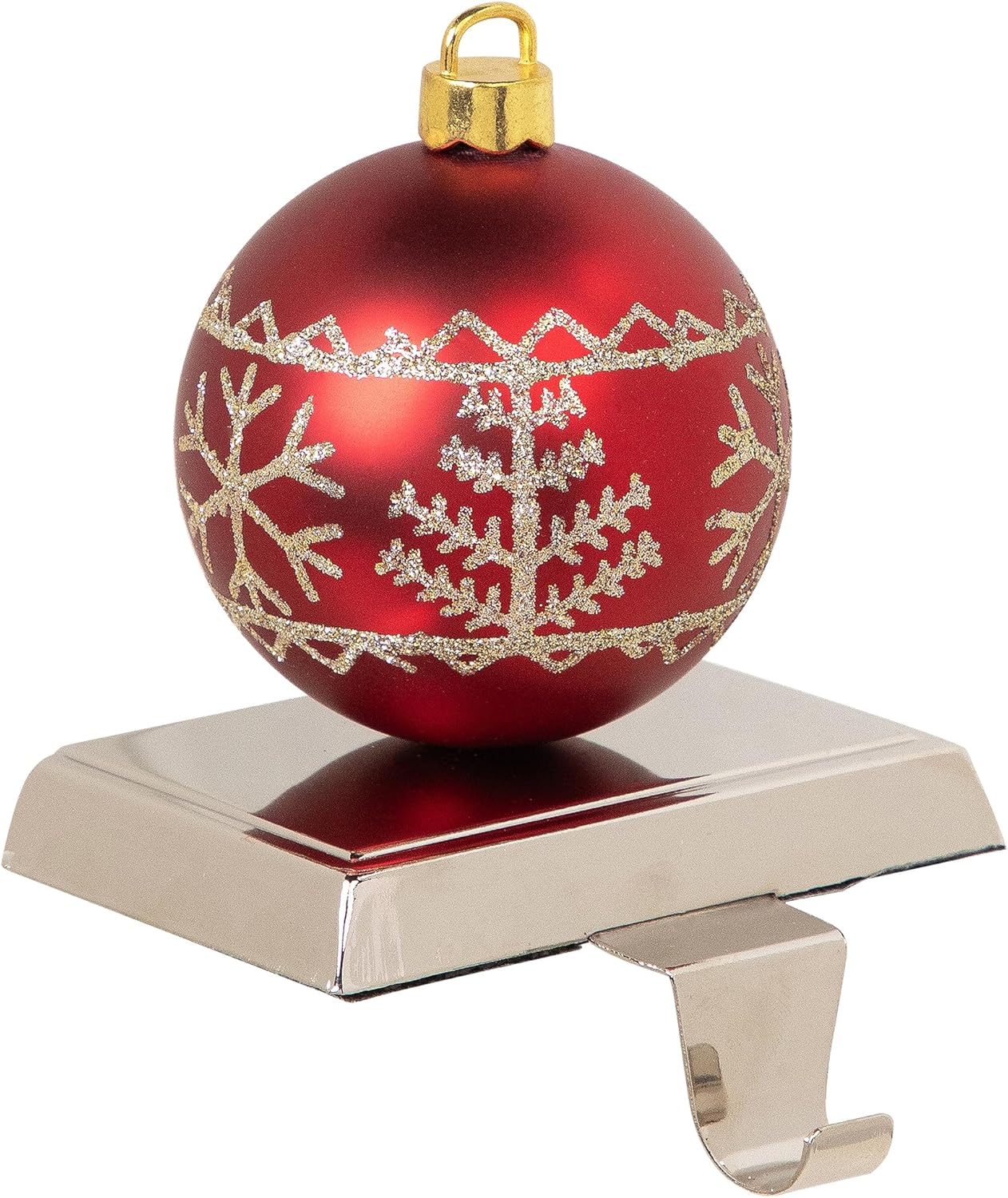 Northlight Glitter Snowflake Red Ball Ornament Christmas Stocking Holder - 5.5"