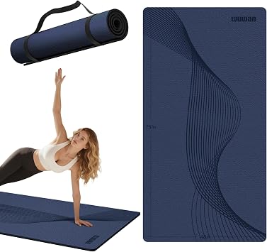 Large Exercise Mat | 10mm Thick TPE Non-slip Gym Mats, Carrying Strap | Printed Workout 76"X 40"Extra Long and Wide ,Sturdy to Enable No Movement Pilates,Stretching,Fitness,Yoga,Excersing,Men Women