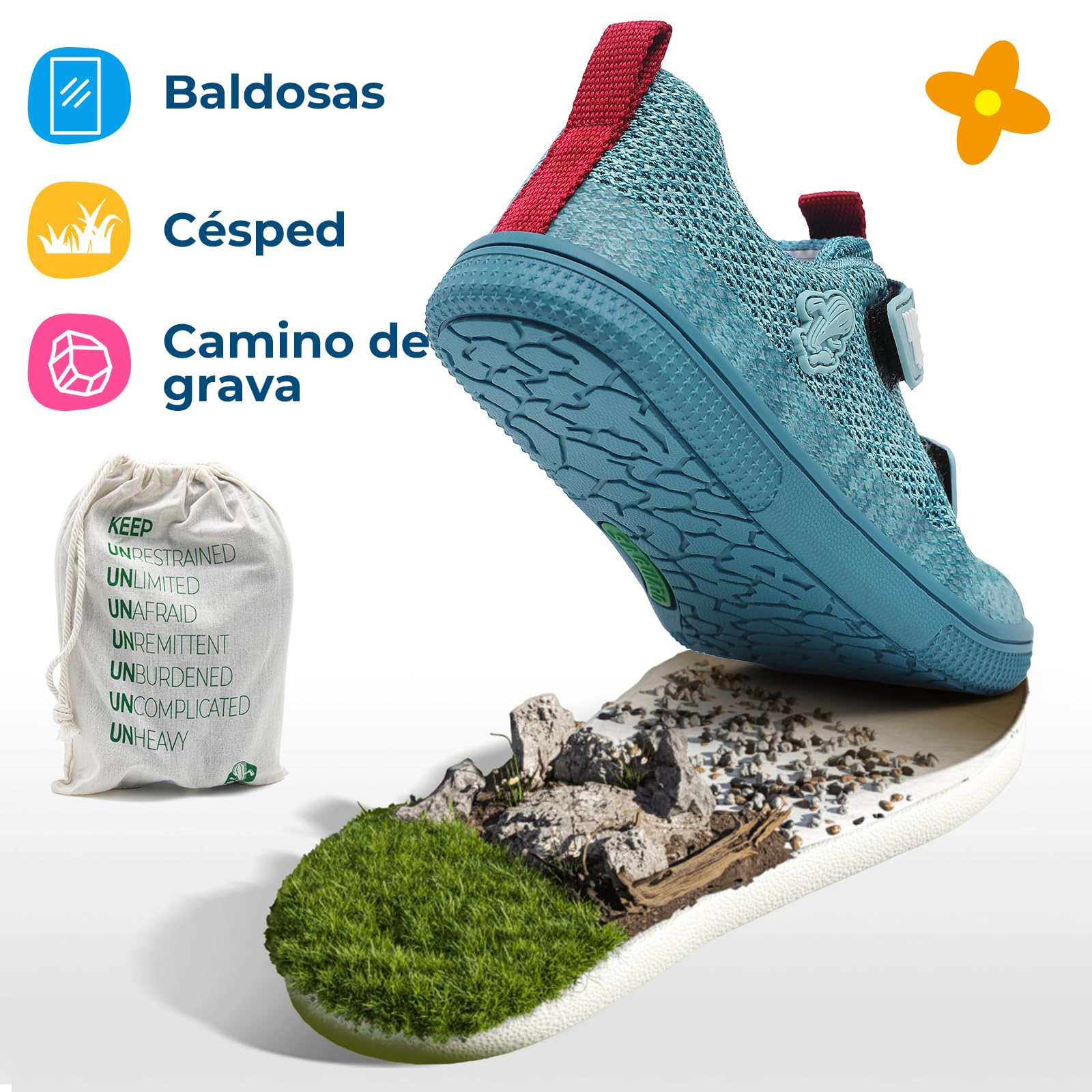 Saguaro Zapatos Barefoot para niños, Cierre de Gancho y Bucle y Puntera Ancha, Zapatos Infantiles Casuales para el día a día y el Colegio, Gr.25-36