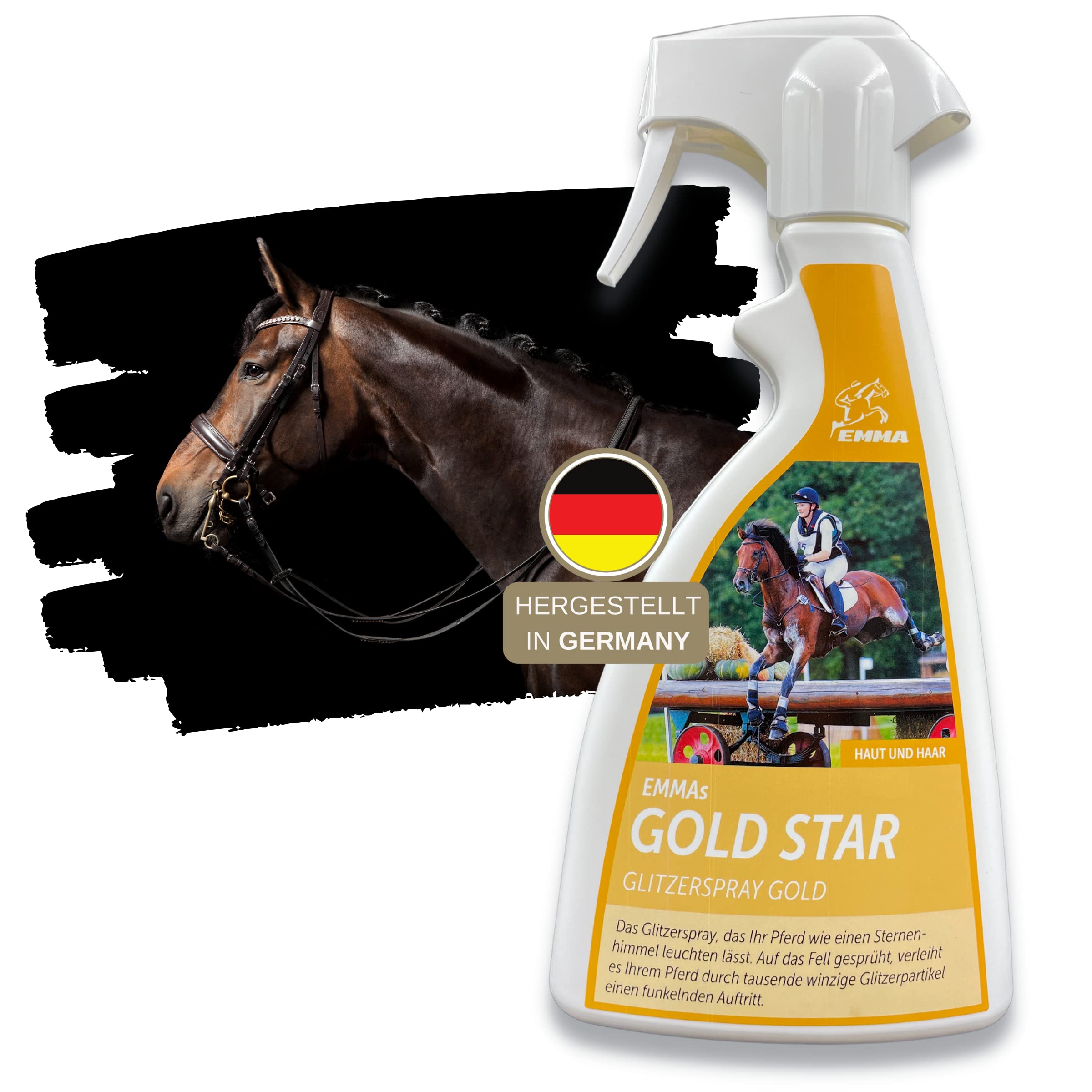 Buy EMMA® Glitter spray for horses gold + horse care, coat spray, mane