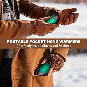 DAXING Hand Warmers Rechargeable 2 Pack, Pocket Hand Warmers with AI Control, 3-Temp Setting, 2x10 Hours Safe Heat, Electric Hand Warmers Fit Gloves for Skiing, Fishing, Hunting, Women Xmas Gifts