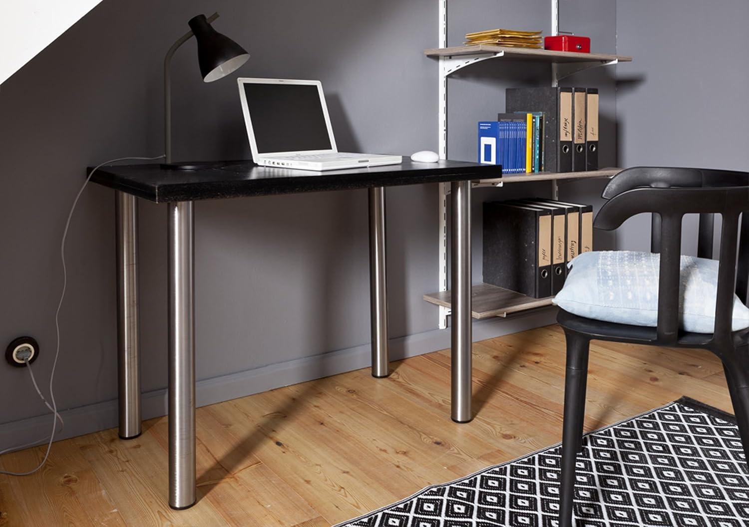 Top Brands Element System Steel Pipe Feet Round Set of 4 Table Legs, Furniture Feet Including Screw-On Plate, 11102-00048