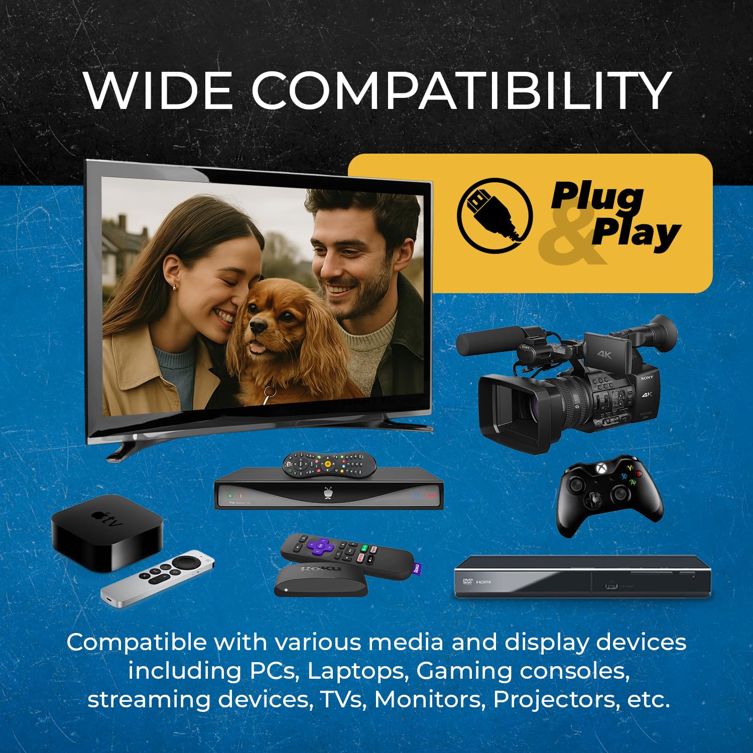 OREI Cable HDMI 2.1 8K de 300 pies - AOC Cable HDMI de fibra óptica activa, 48 Gbps, 8K a 60Hz, 4K a 120Hz, HDR10+, eARC, HDCP 2.3, sin EMI, chapado en oro, cubierta trenzada
