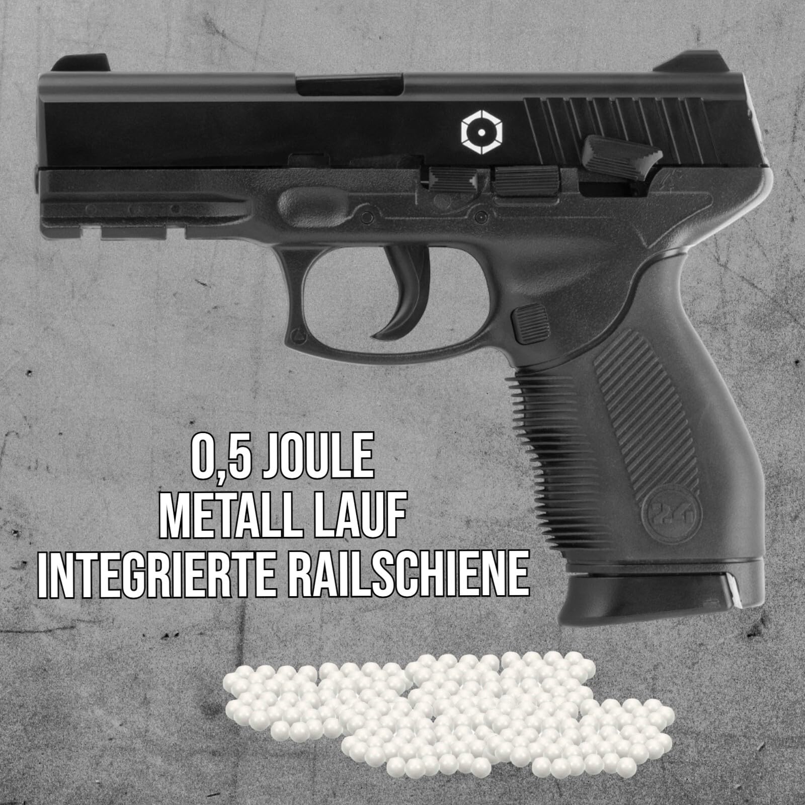 Set Airsoft Pistole Cybergun PT 24/7 Federdruck Softair 0,5 Joule 6 mm inkl. 1.000 Premium Bio BB's 0,20g Munition
