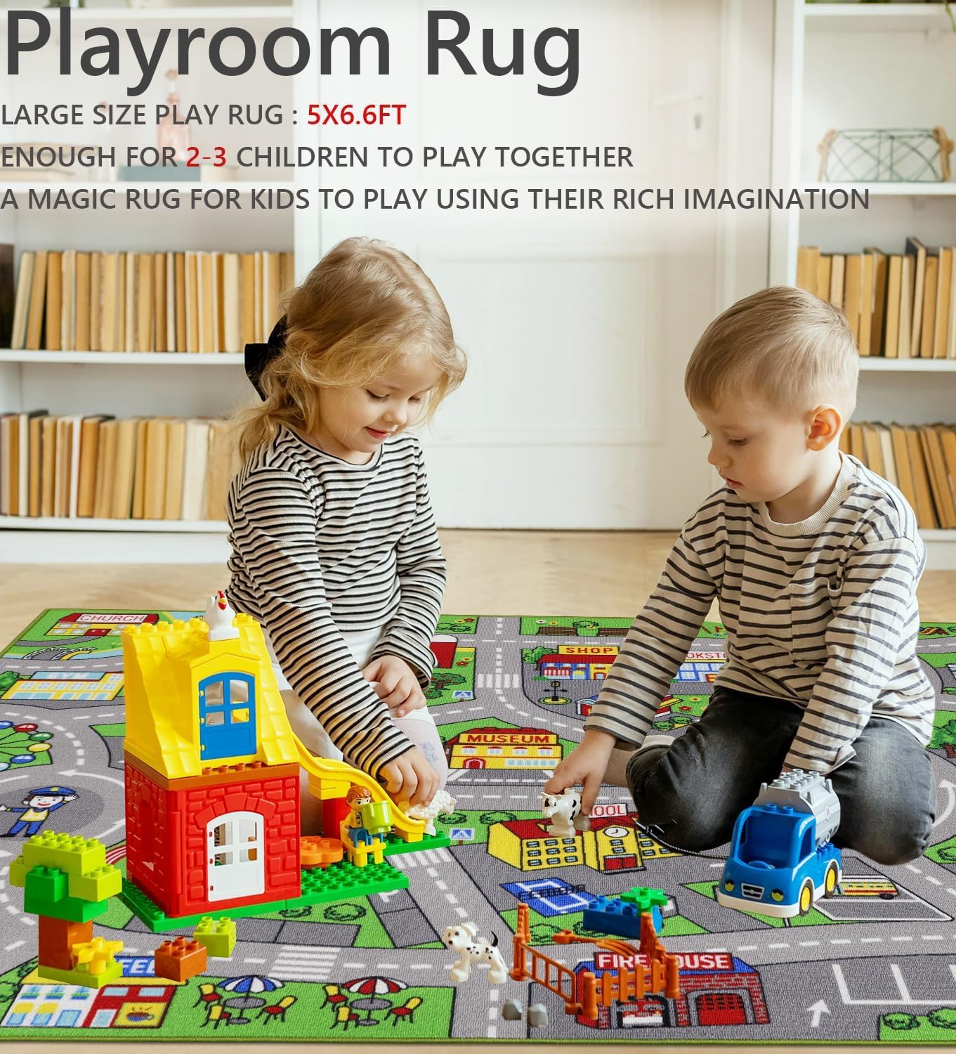 Tapis de jeu de voiture antidérapant pour enfants, motif carte de ville, lavable en machine, éducatif