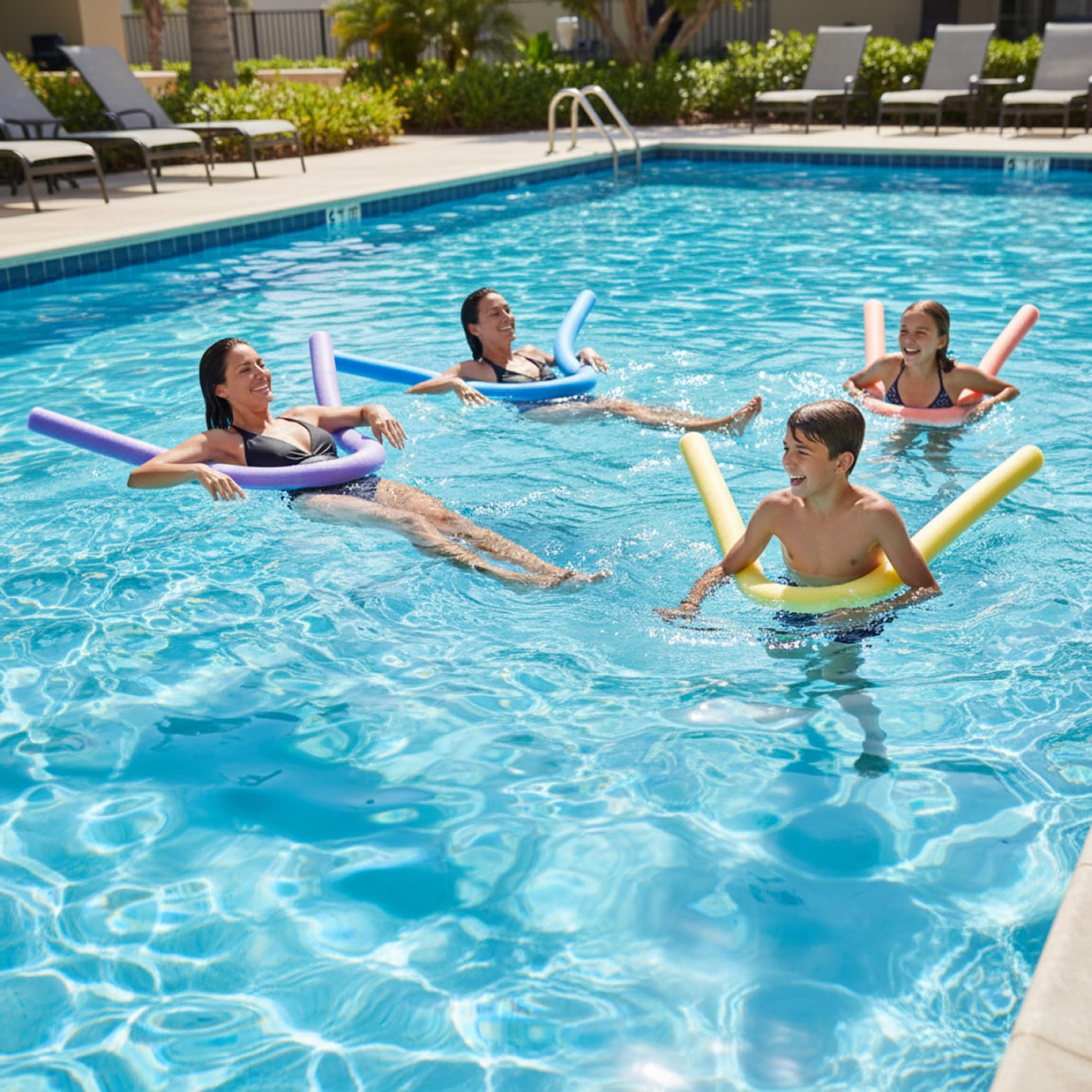 47.2 Poolnudeln im 6er-Pack, Bunte Schwimmkörper aus EPE-Schaum für Schwimmbad und Wasserspiele, helle, Lange Schaumnudeln für Familienspaß und Wasserspiele für Kinder Erwachsene