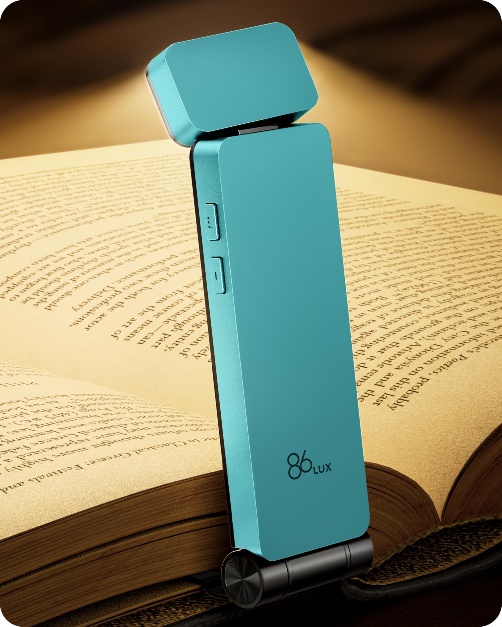 Book Light, Rechargeable Clip-On LED Reading Light for Bed & Night Use - 3 Color Temperatures with Stepless Dimming, Ultralight Bookmark Design for Kids, Book Lovers, Cyan