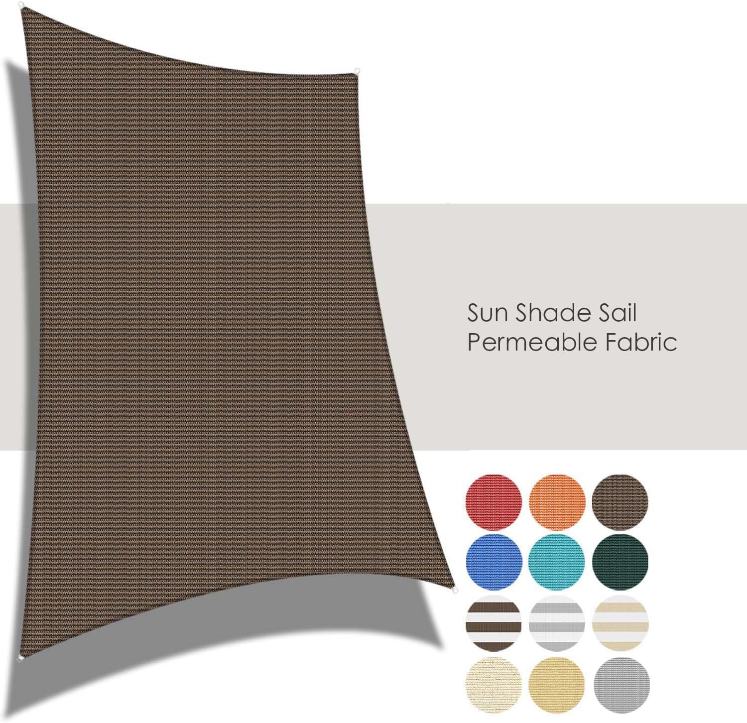 ECOOPTS 8'x8' HDPE Sun Shade Sail Rectangle Canopy Shades for Outdoor Patio Pergola Cover Blockage 95% UV Resistant(Brown)