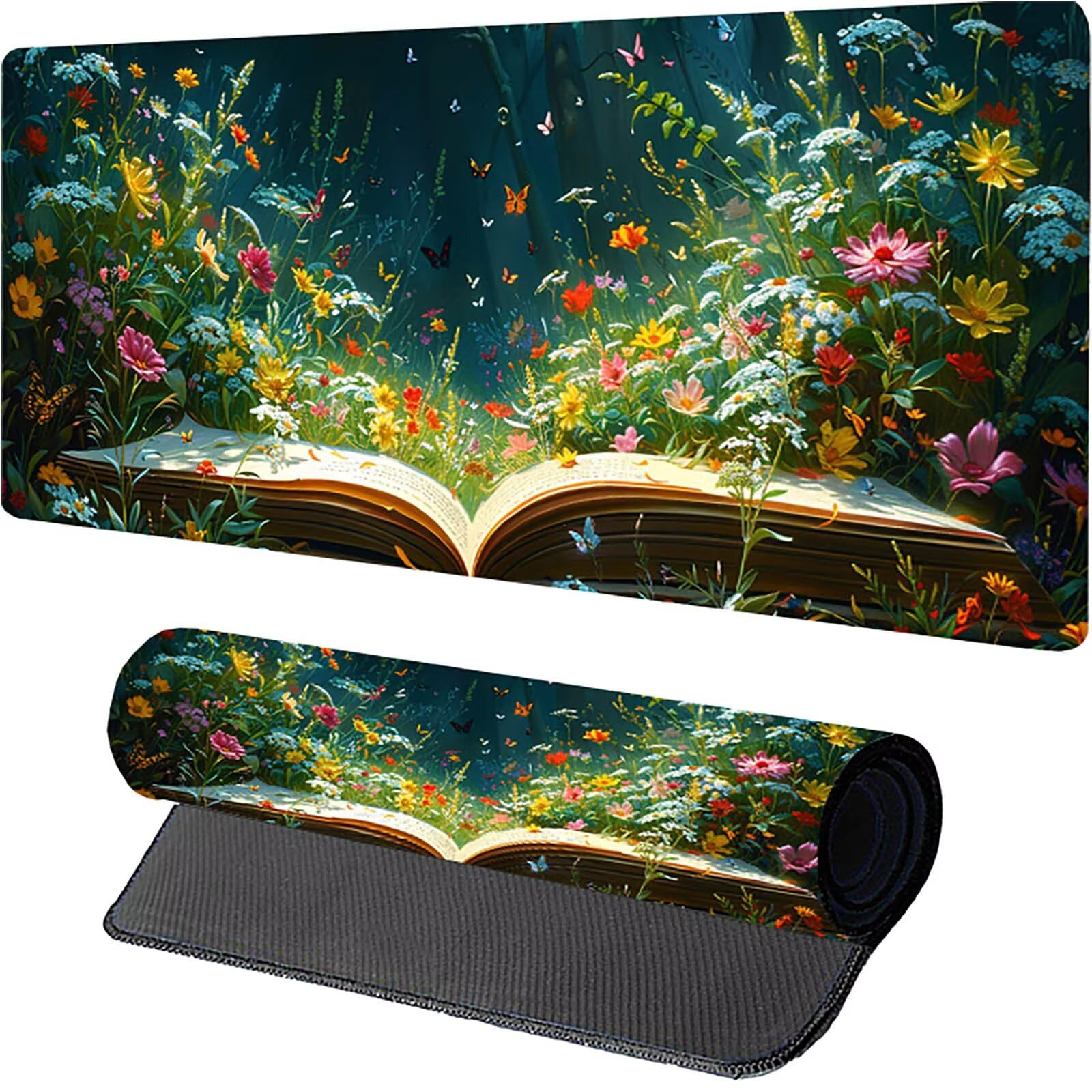 Tappetino Mouse XXL 1500 x 800 mm, Tappetino Mouse Fiore, Gaming Mousepad Migliorare la Velocità e la Precisione, Mouse Pad con Base in Gomma Antiscivolo, Ufficio Accessori Gaming, Grigio 6-1776