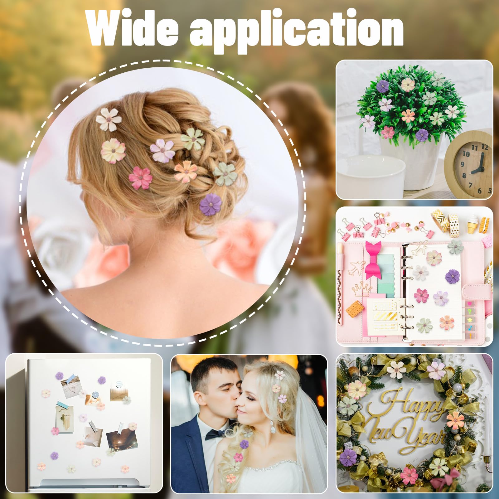 60 Mini Margherite Artificiali Multicolore – Fiori Finti In Seta Da 4,5 Cm Per Decorazioni Fai Da Te, Matrimoni E Scrapbooking - 3