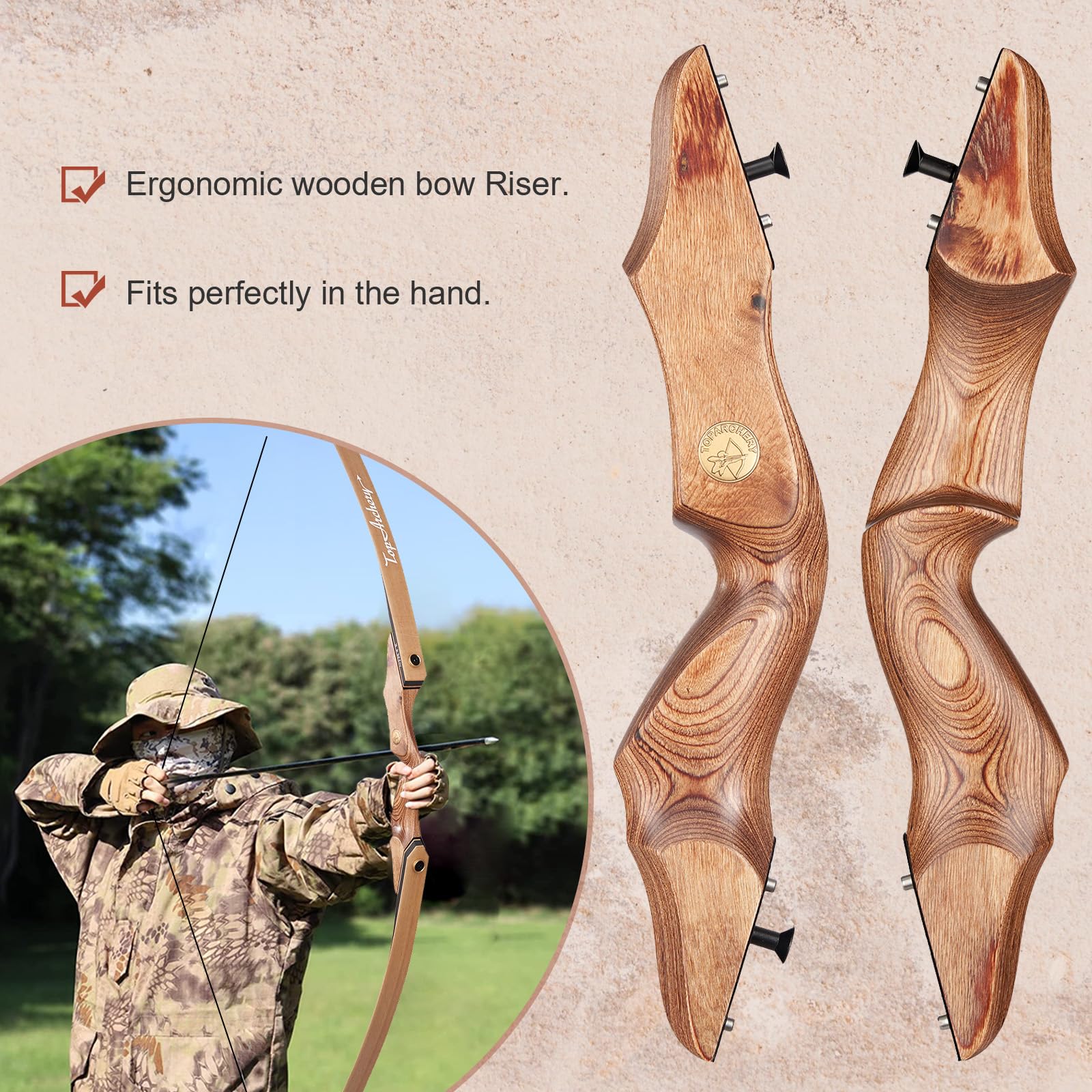TOPARCHERY Pfeil und Bogen Set Erwachsene 60 Zoll Recurve Bogen Sportbogen Jagdbogen Bogenschießen für Erwachsene & Einsteiger 30-50lbs