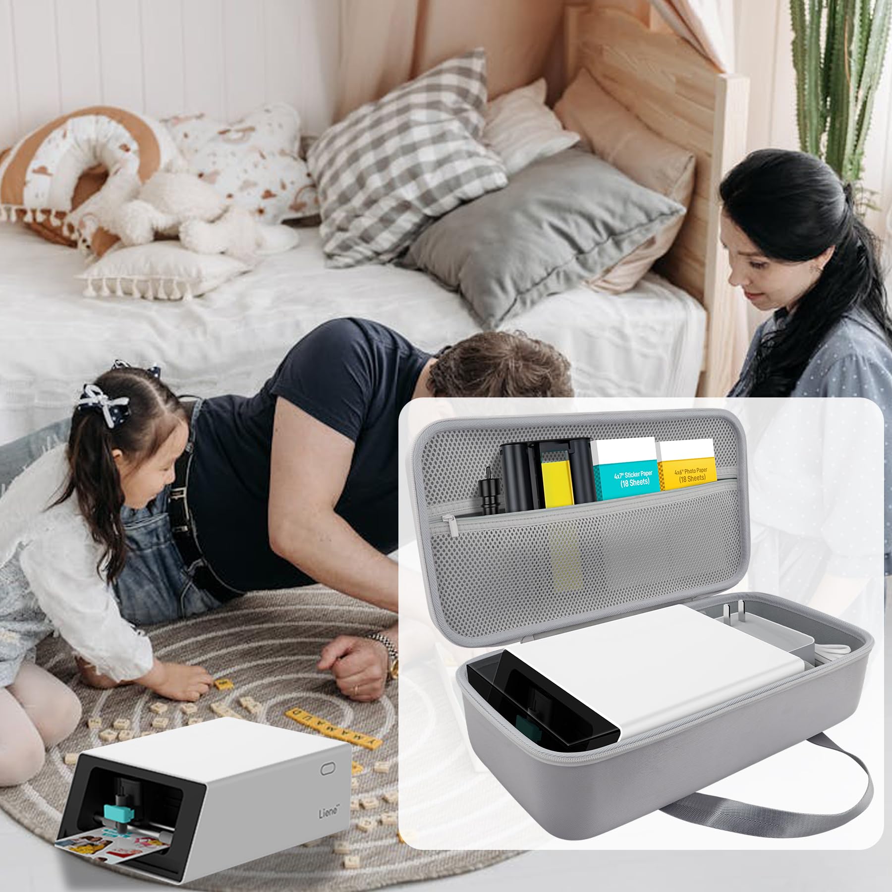 Khanka para Liene PixCut S1|Impresora fotográfica todo en uno,impresora de pegatinas y cortadora Estuche Rígido de Almacenamiento,Bolsa Transporte con Bolsillo para Accesorios PixCut S1,Solo Estuche