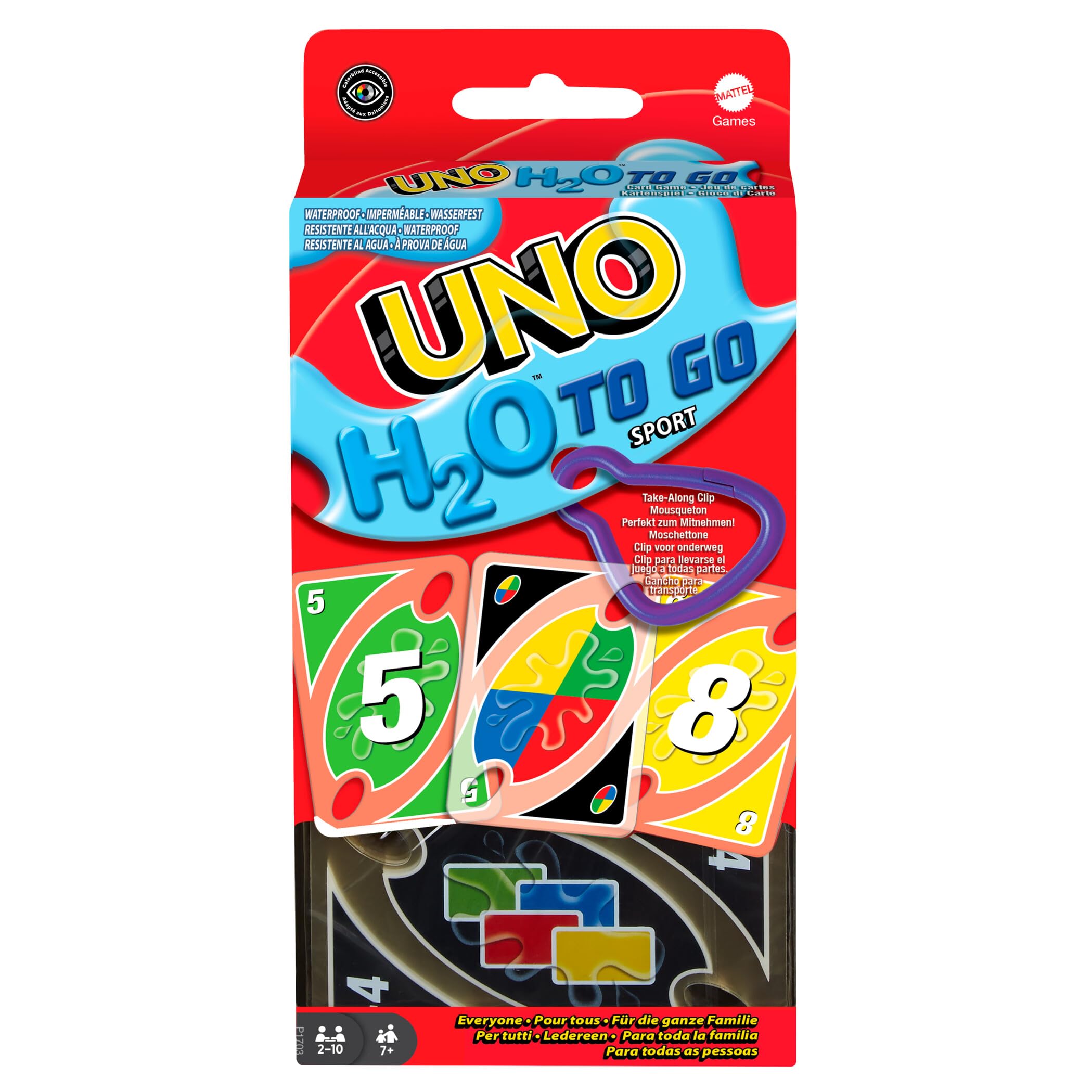 #84 — Mattel Games UNO H2O to Go Water resistant cards 2-10 player...