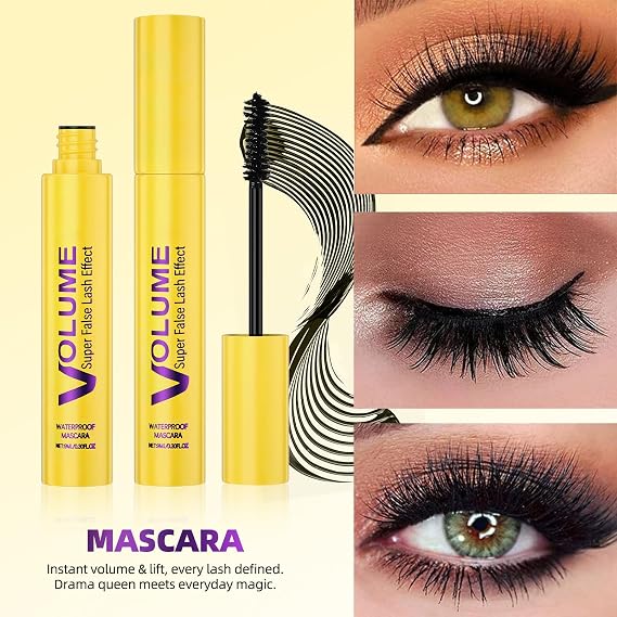 2pcs Bubble Mascara,Volume and Length,Washable Mascara Waterproof,Smudge-Proof & Clump-Proof Formula for Volumizing and Lengthening Natural Lashes, All-Day Wear,Gifts Suitable for Girls