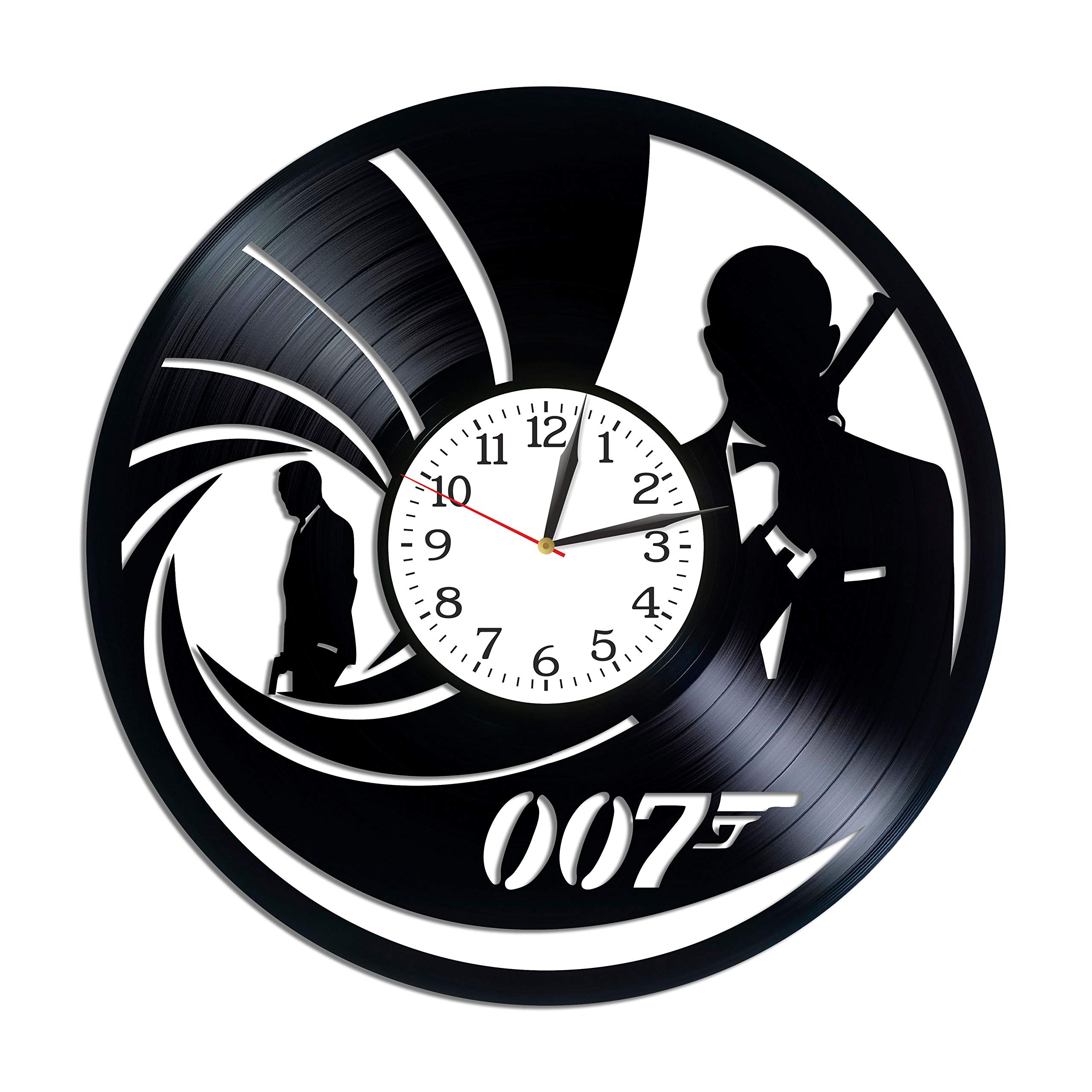 Kovides James Bond Room Art Lp Vinyl Retro Record Wall Clock Vintage Birthday Gift for Man Agent 007