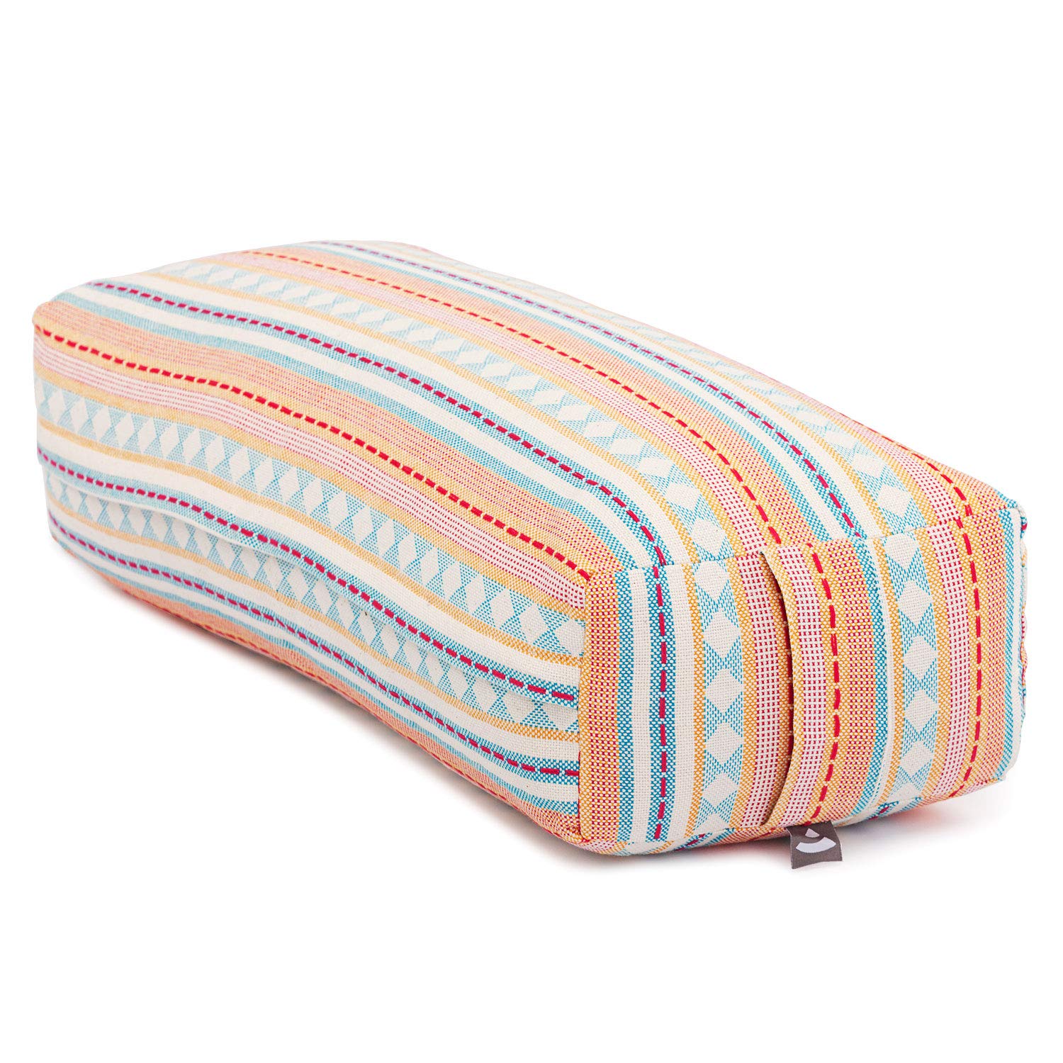 Bodhi Salamba Bolster Ethno Collection Eckiges Yogakissen Bio-Dinkelfüllung Waschbarer Bezug 100% Baumwolle Yogarolle Yin Yoga Pilates Meditation Jacquard-Webart