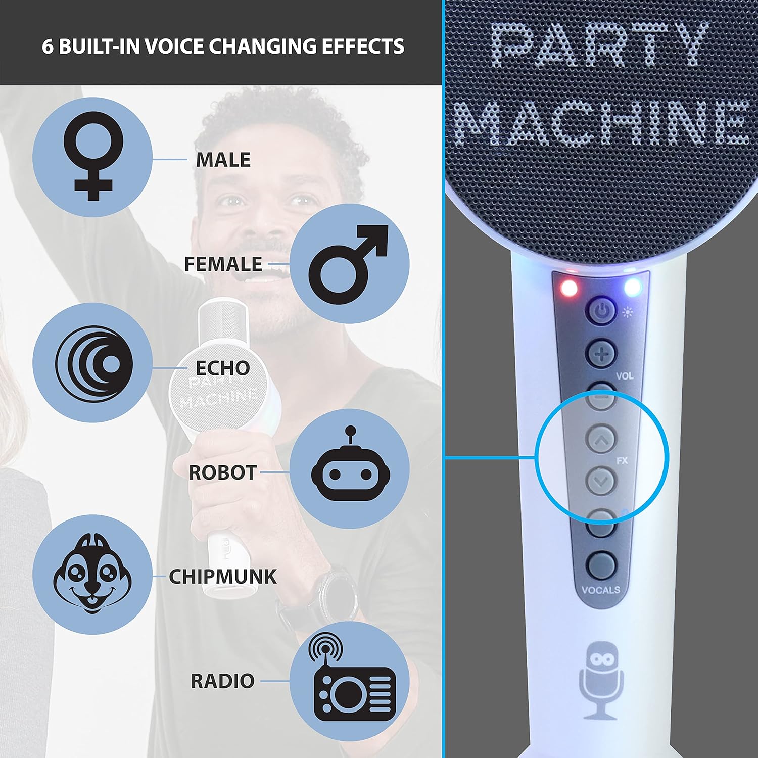 Singing Machine Karaoke Machine Microphone with Bluetooth and Speaker for Kids and Adults Home Birthday Party, White (SMM548W) : Toys & Games