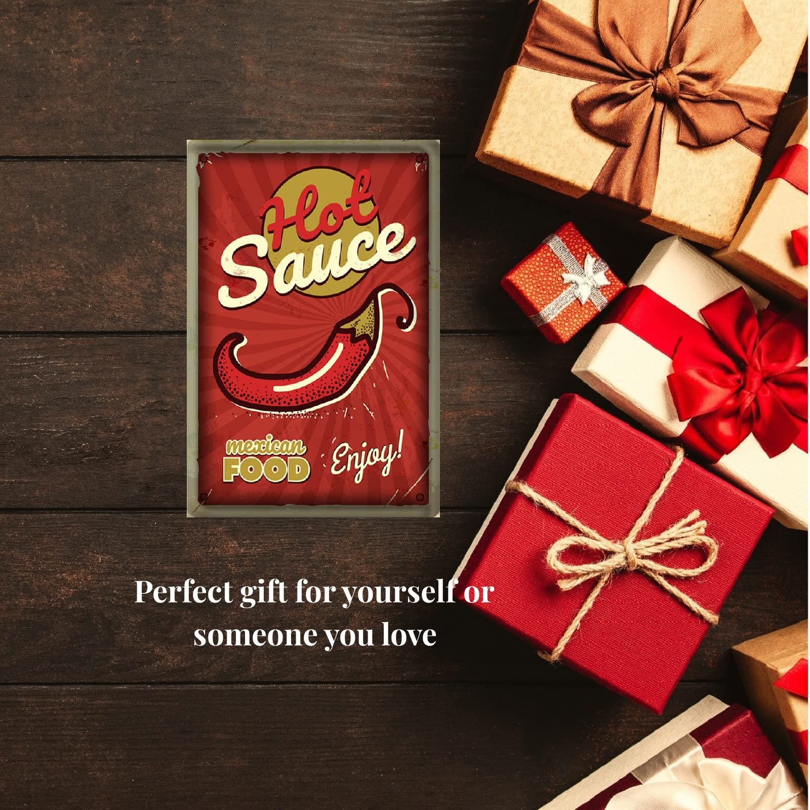 Pzecaru Insegna In Metallo Vintage 'Curly's Hot Sauce' – Poster In Latta 20x30 Cm Per Bar, Cucina, Garage