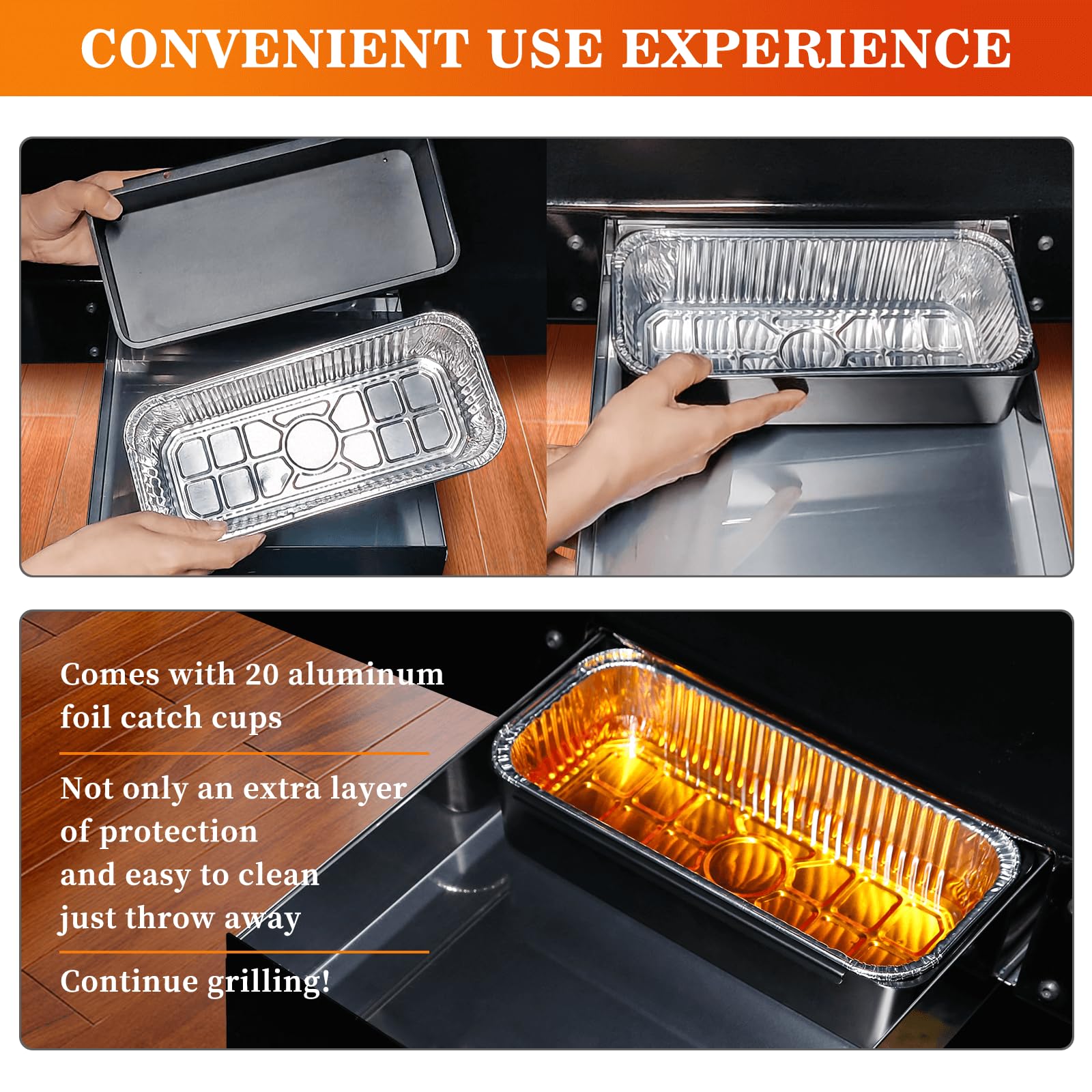 GRISUN Grease Cup Grease Catcher Liners 60 Pack, Drip Catcher Accessories for Weber Smokefire, Genesis, Summit Series, Grill Grease Collection Pan Liners, Grease Catch Pan Liners Replacement