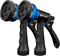 Vista 14 de AUTOMAN - Boquilla de metal para manguera de jardín, con 7 patrones de riego ajustables, es antideslizante, para regar plantas, césped y jardín