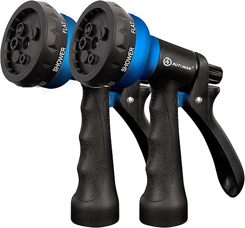 Miniatura 13 de AUTOMAN - Boquilla de manguera de jardín, boquilla de pulverización de agua ABS, 7 patrones de riego ajustables, antideslizante para regar plantas
