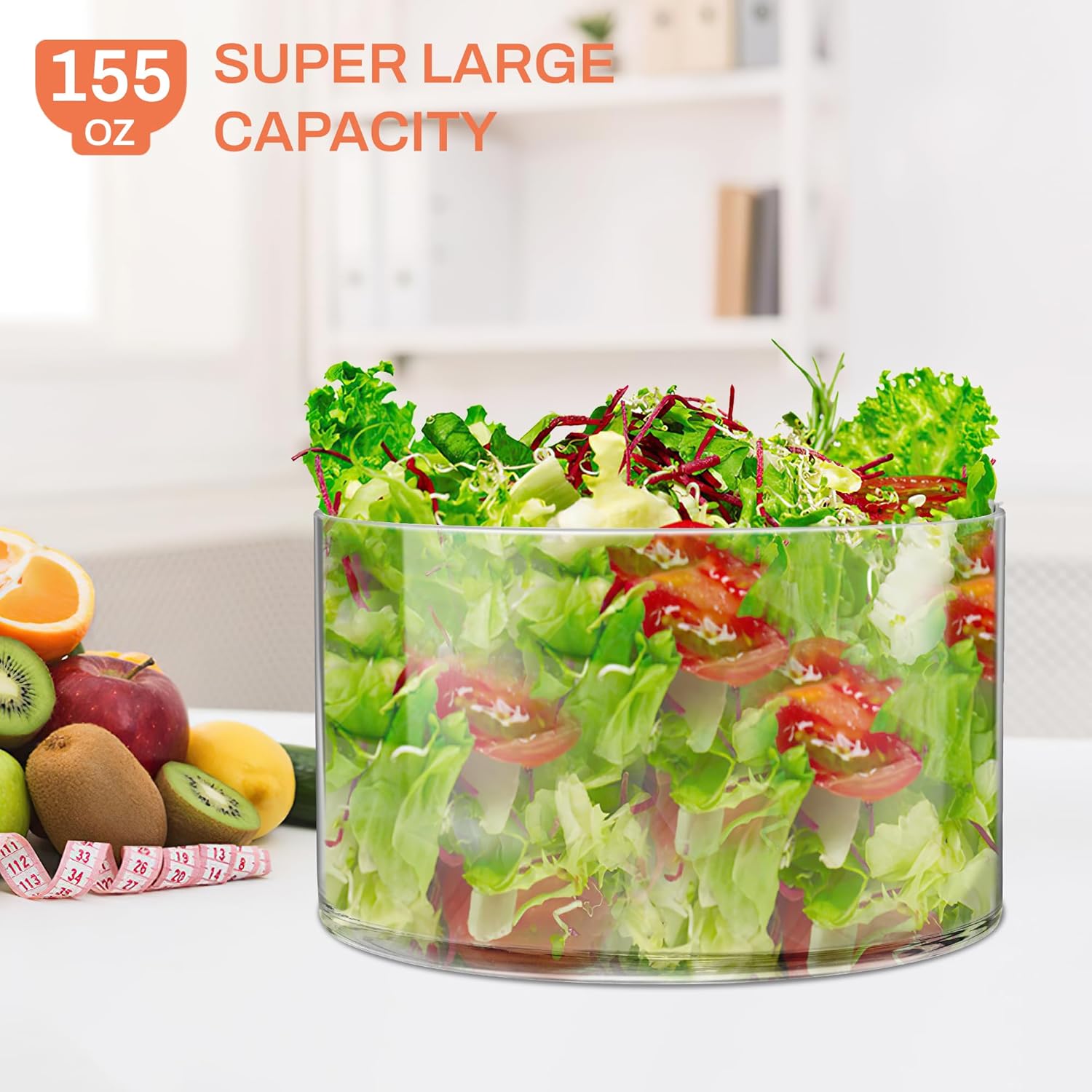 155oz Large Trifle Bowl with Lid, Modern Design Clear Glass for Salads, Dessert, Fruit, and Party Displays, 2025 Thickened Version