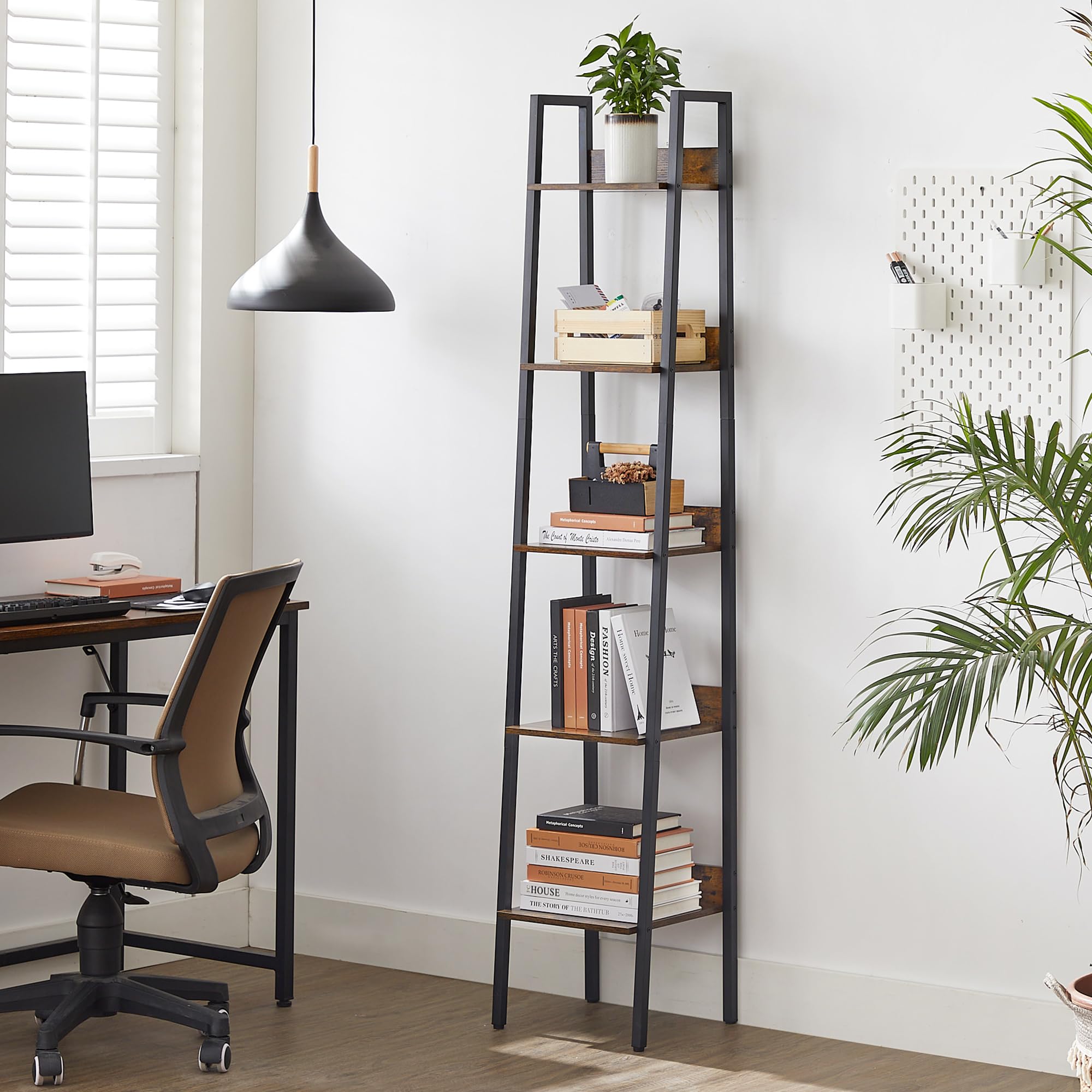 オープンラック 5段 オープンシェルフ ラック 本棚木目天板 幅33.8cm Amazon｜VASAGLE オープンラック 5段 オープンシェルフ ラック