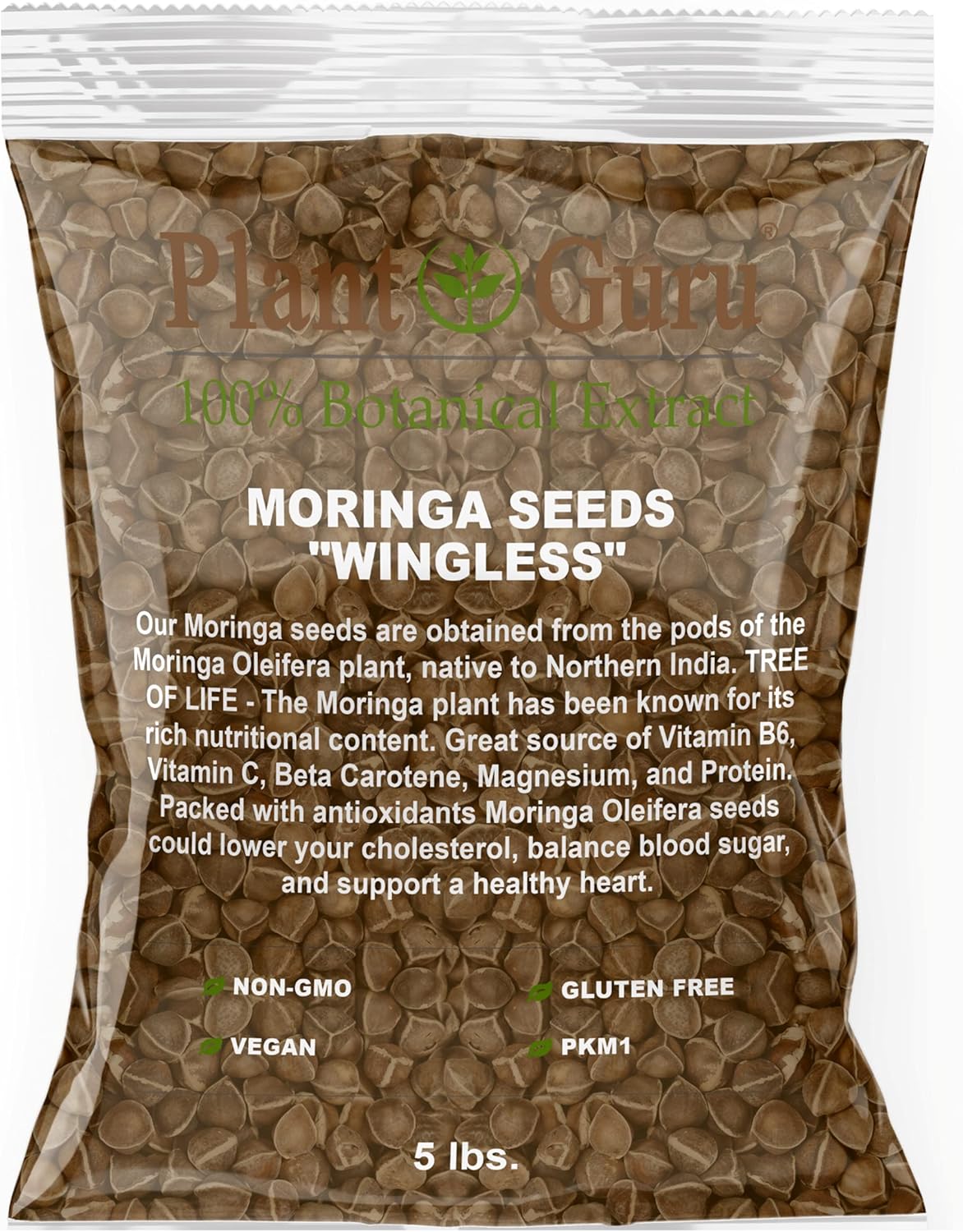 Moringa Seeds Wingless 5 lbs. Bulk - PKM1 Variety - Edible Snacking - Planting - Moringa Oleifera - Malunggay - Semillas De Moringa - Drumstick Tree - Non-GMO - 8,000 to 10,000 Seeds