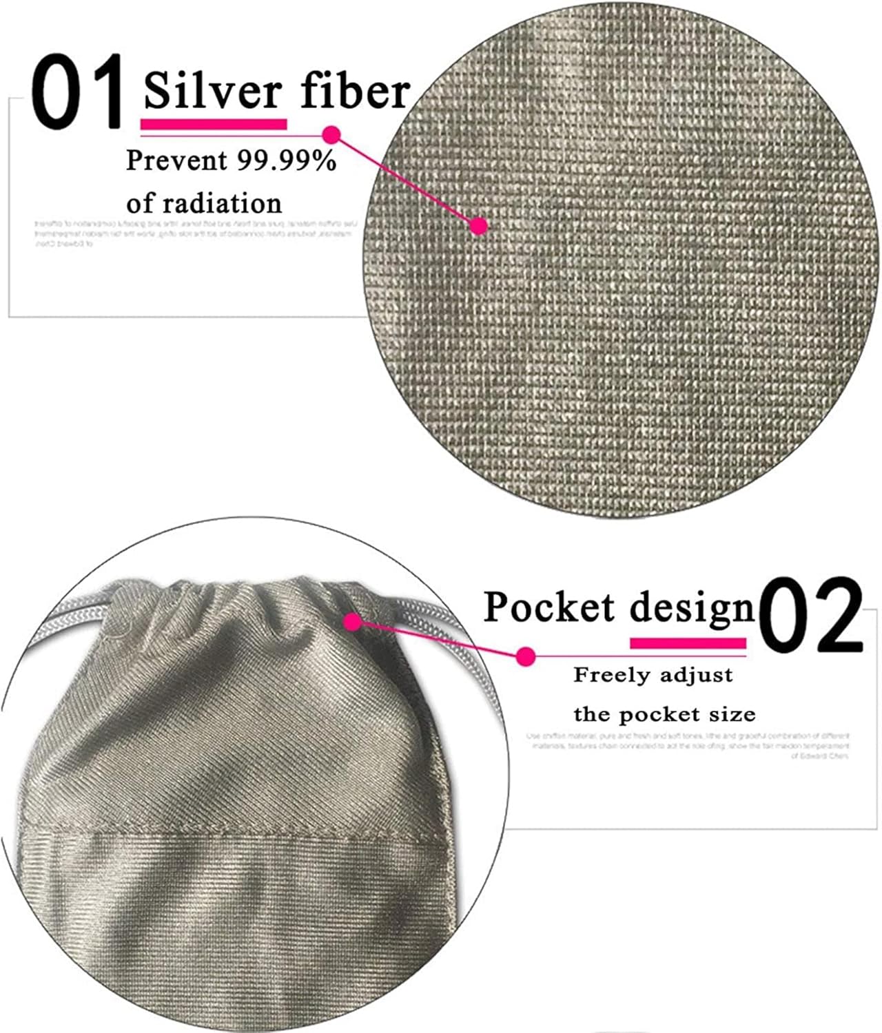 Cellular Phone Pouch for Anti-Radiation Silver Fiber Faraday Bag RFID GPS 5G EMF Signal Shielding Car Key Credit Card Passport Protection Bags