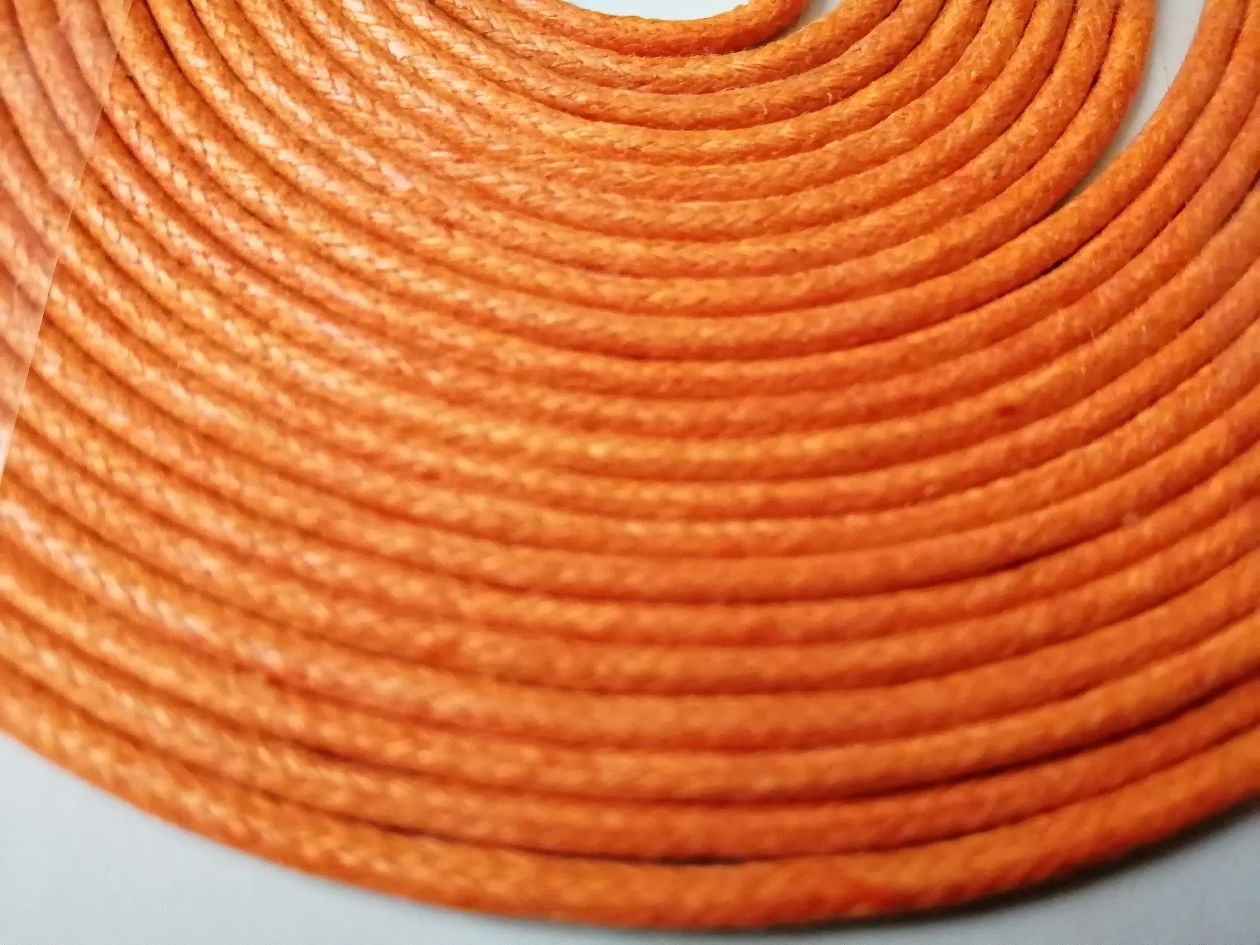 2mm Waxed Cotton Cord 3m Craft Jewellery Bracelet Making (Orange)