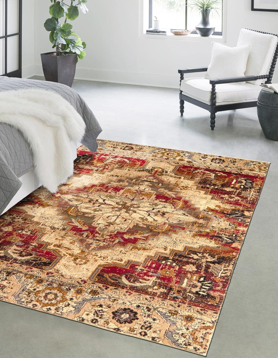 Unique Loom Saturn Collection Area Rug - Evo (Octagon 3' 3" x 3' 3", Burgundy Beige/Black)