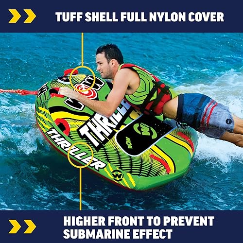 Miniatura 3 de Wow Sports Thriller Towable Deck Tube for Boating Adults, Tubing Boat Inflatable for Water Sports