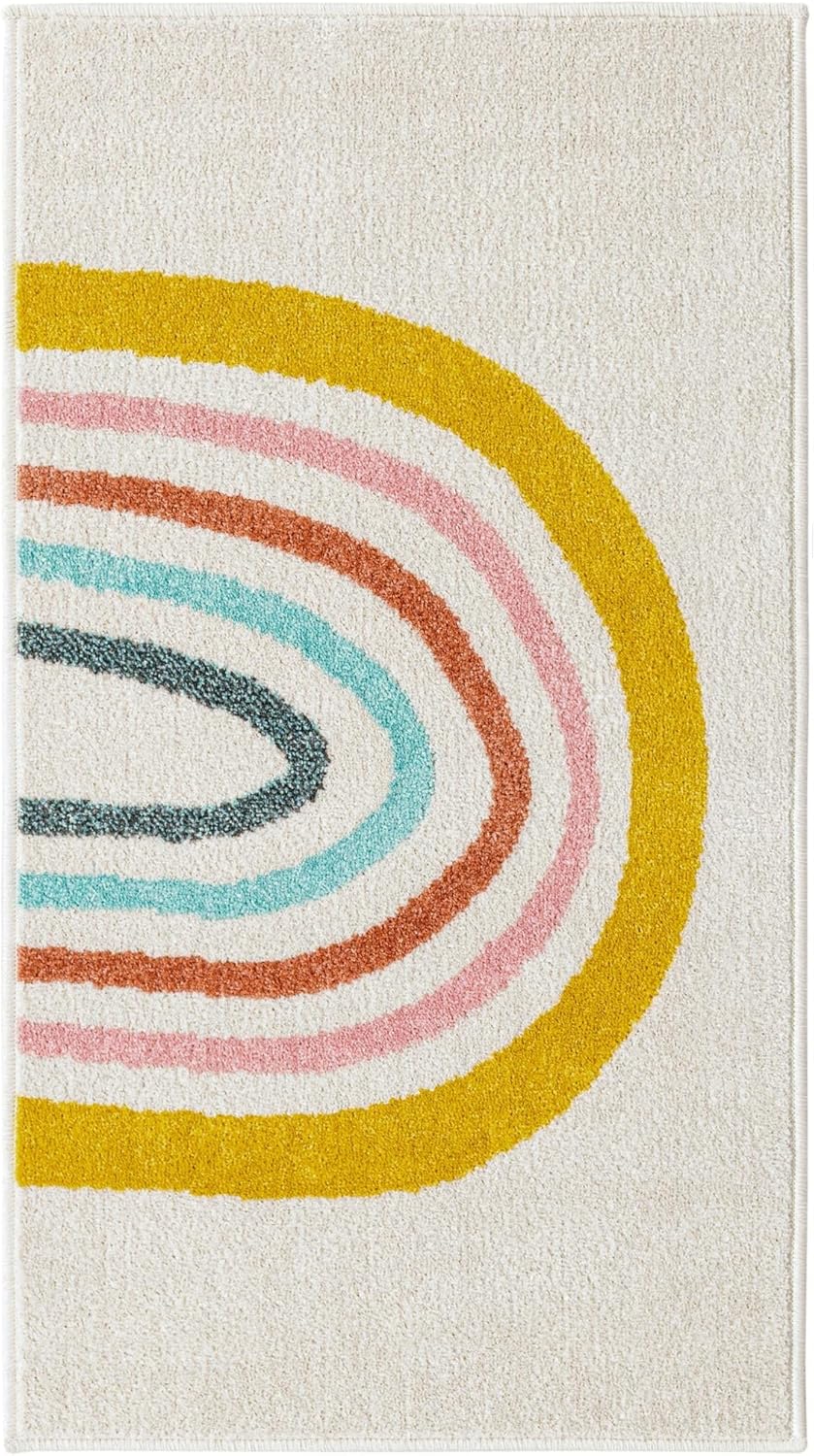Unique Loom Whimsy Kids Collection Area Rug - Rainbow (2' 2" x 3' 11" Runner, Ivory/Yellow)