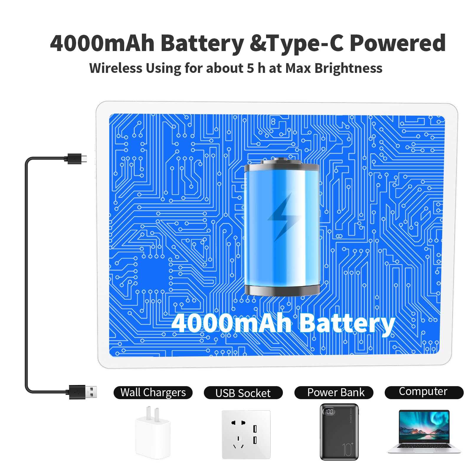 Elice Wiederaufladbares A4-Lichtpad für Diamantmalerei, magnetische LED-Lichttafel mit physischer Taste, superhelles Diamantkunst-Lichtpad, ultradünne Leuchtbox zum Nachzeichnen, Jäten von Vinyl,