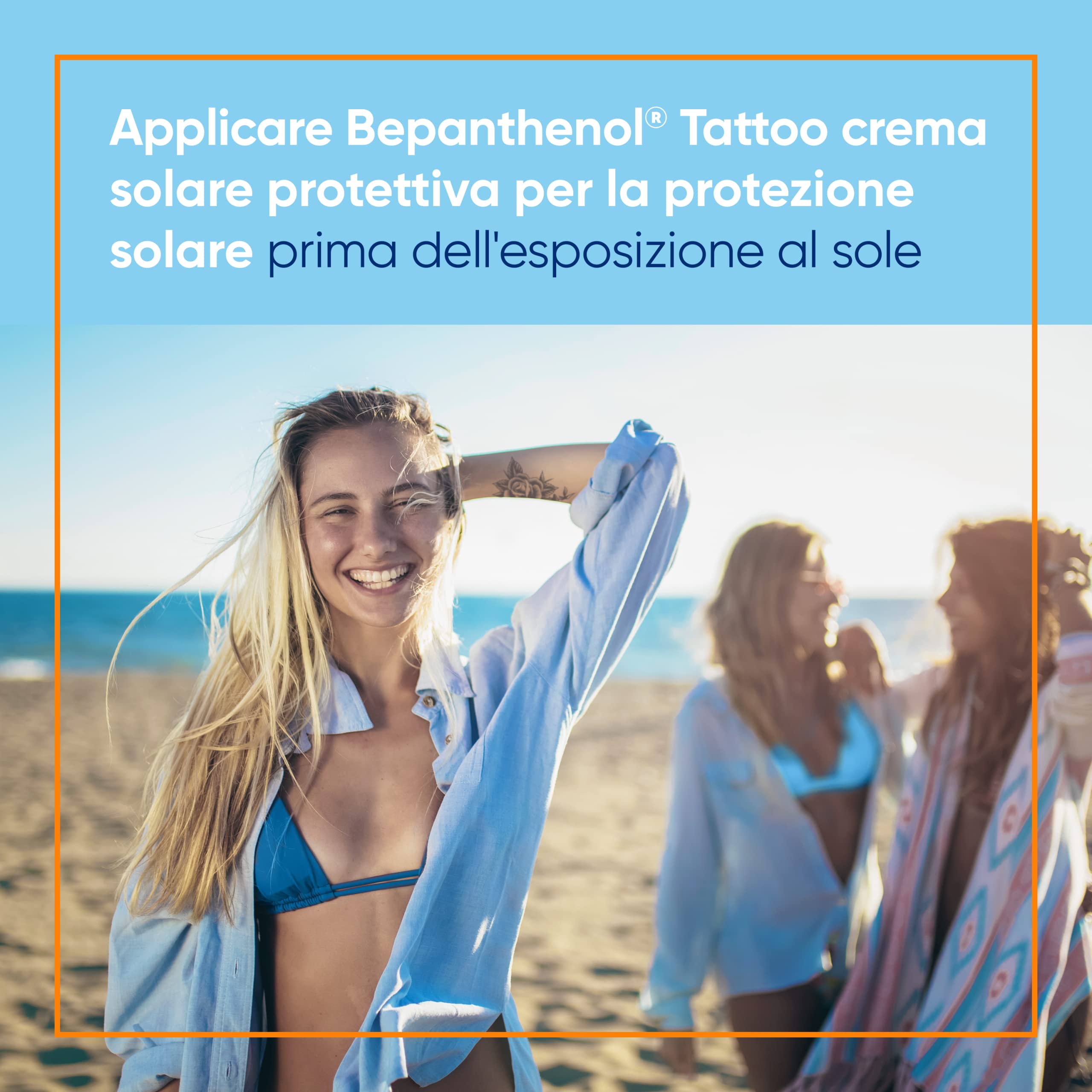 Bepanthenol Tattoo Crema Solare 50, Aftercare per Protezione Solare del Tatuaggio da Raggi UVB e UVA del Sole e Mantenere Vivi i Colori, Formato Viaggio 50 ml
