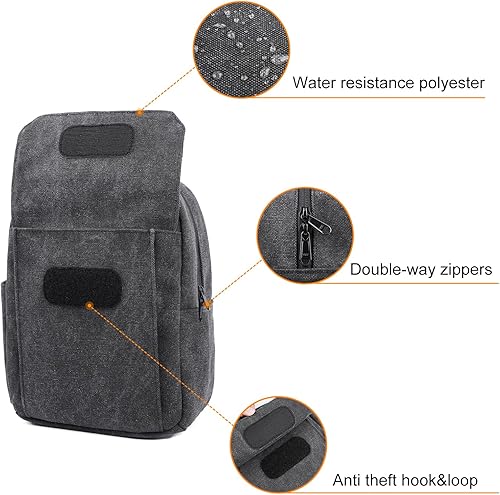 Miniatura 5 de TULLIO Bolsa pequeña para cámara para fotógrafo, de lona, bolsa impermeable para cámara DSLR, compatible con Nikon Sony para hombres y mujeres