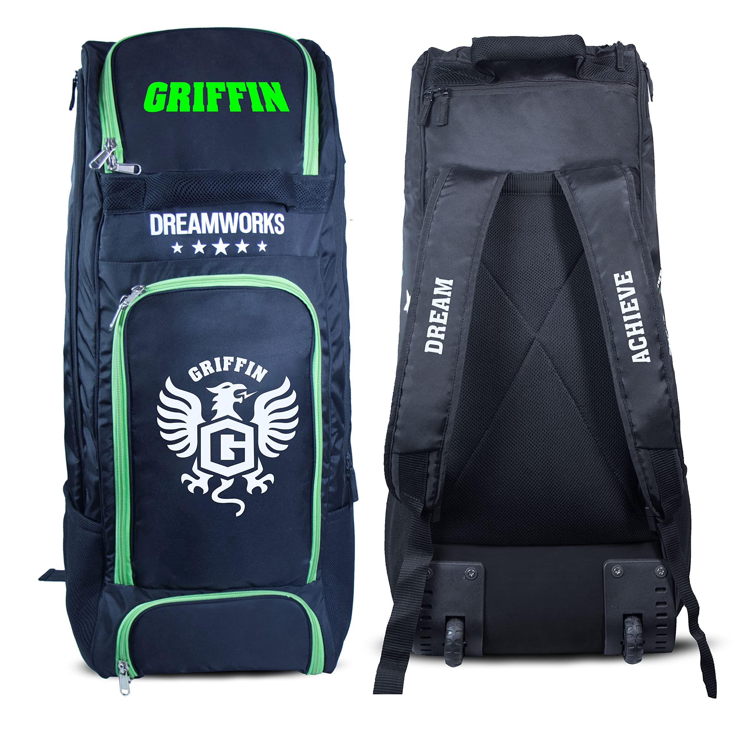 Griffin DreamWorks Special Addition Printed Wheel Cricket Kit Bag for Cricketers Player Edition Bag Backpack with Dual Bat Pockets Cricket Bag kit with Shoe Apartment (B0BJFGB8DM) Amazon Price History, Amazon Price Tracker