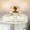 Lamomo Semi Flush Mount Ceiling Light, Upgraded Larger Golden Hallway Light Fixture, 3-Bulb Globe Glass Close to Ceiling Scone,Indoor Hanging Light for Bedroom Kitchen Porch Hallway,Bulbs Not Included